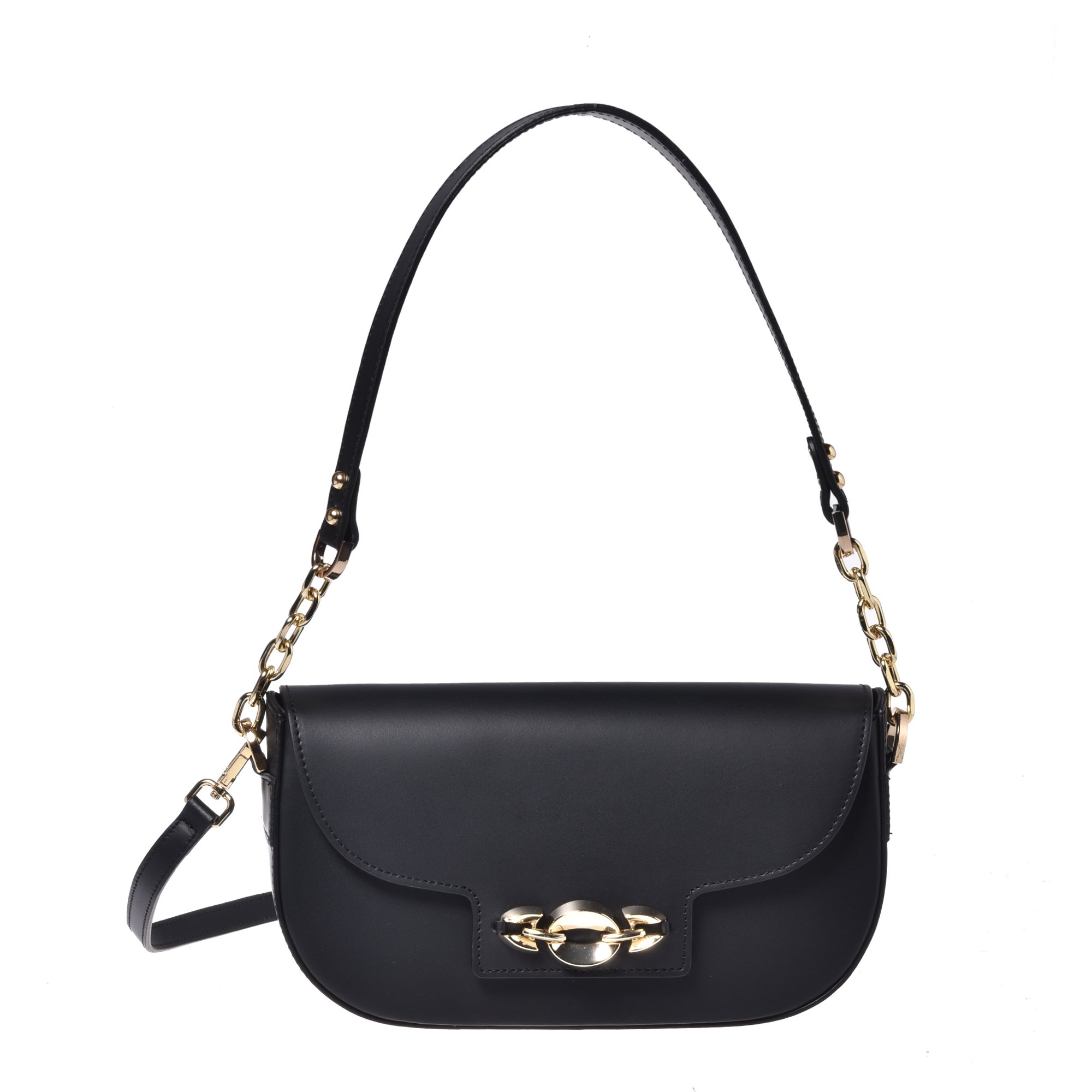 Black leather crossbody bag image