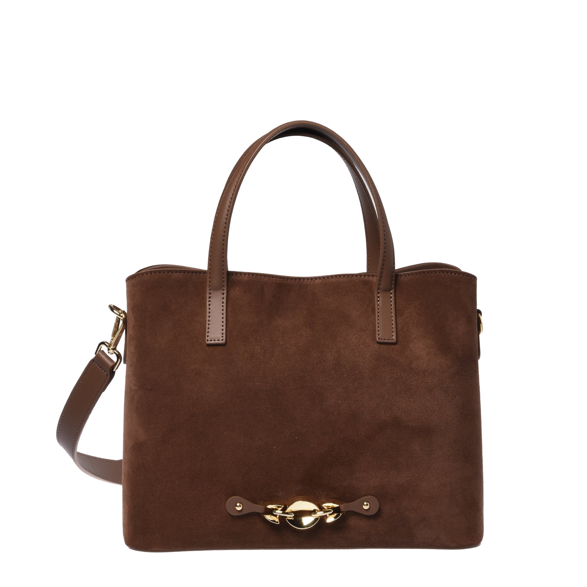 Dark brown quilted suede handbag image