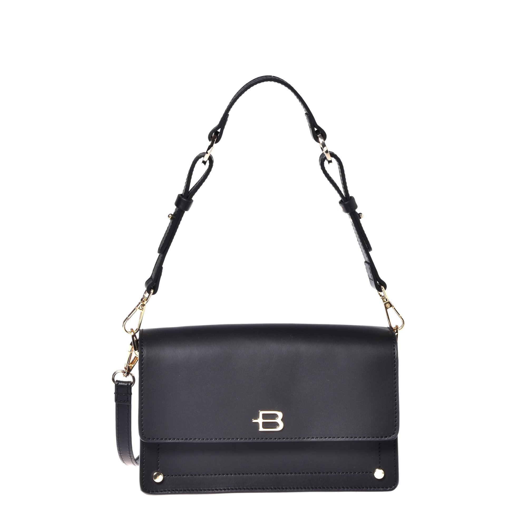 Black leather shoulder bag image