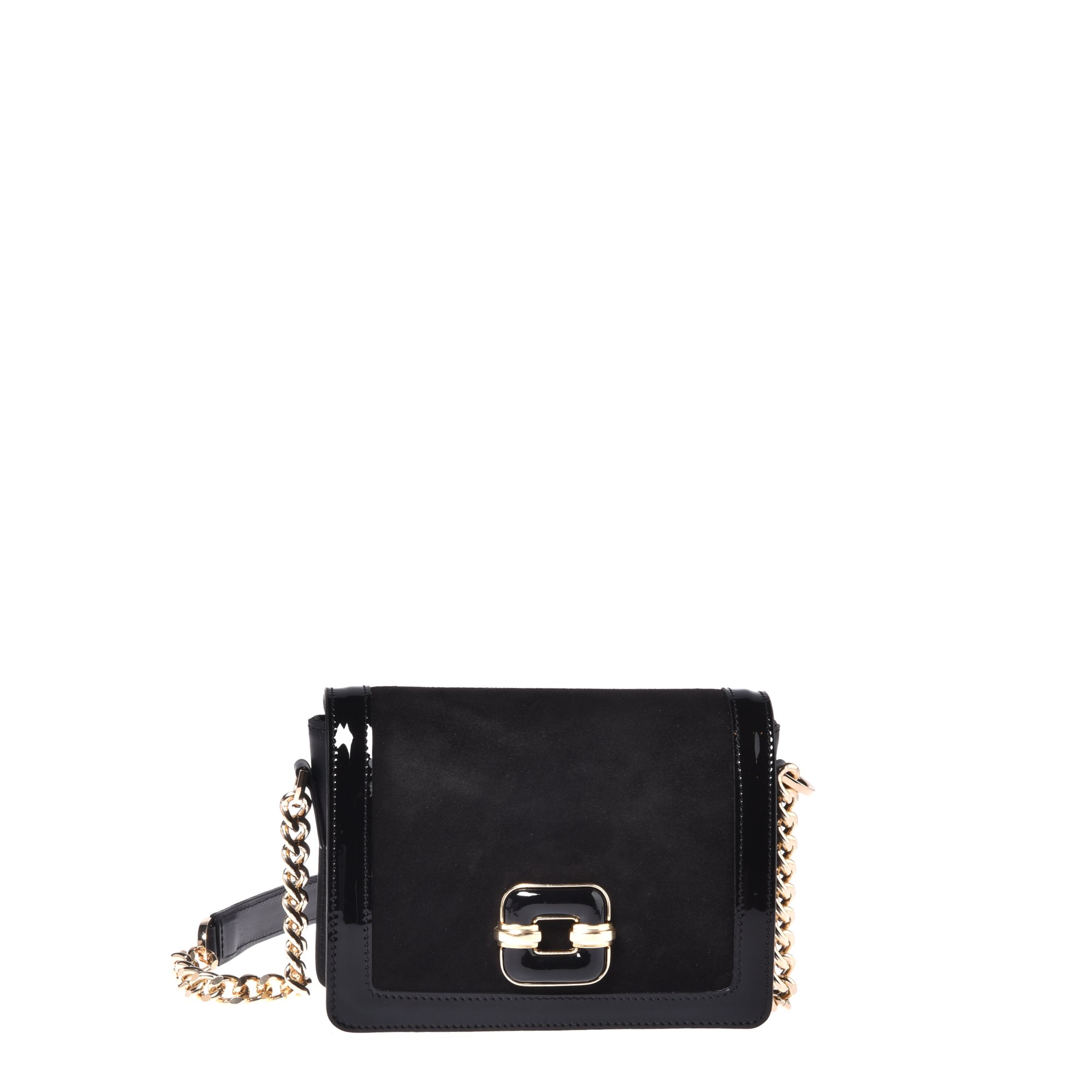 Black leather and suede shoulder bag image