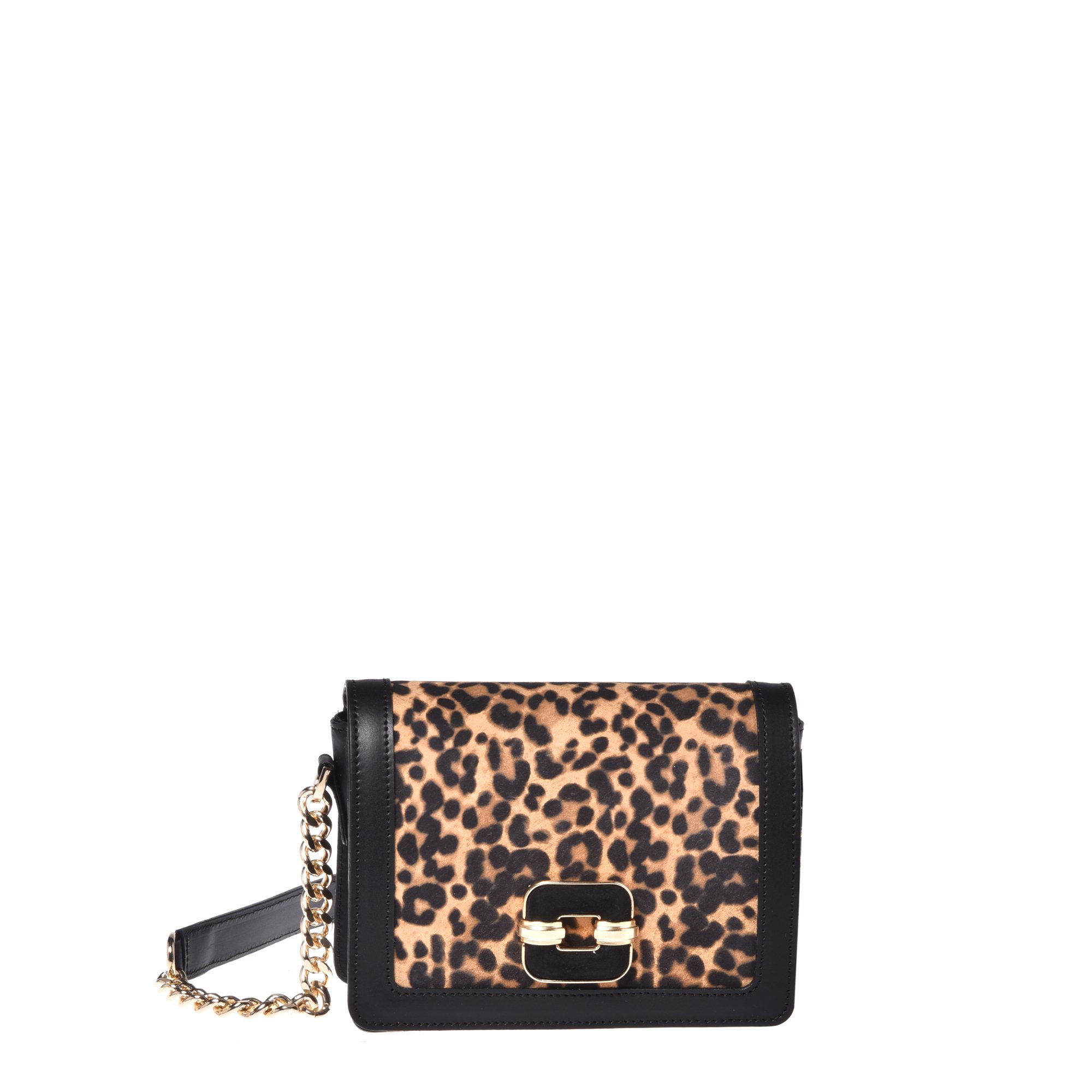 Leopard print leather and suede shoulder bag image