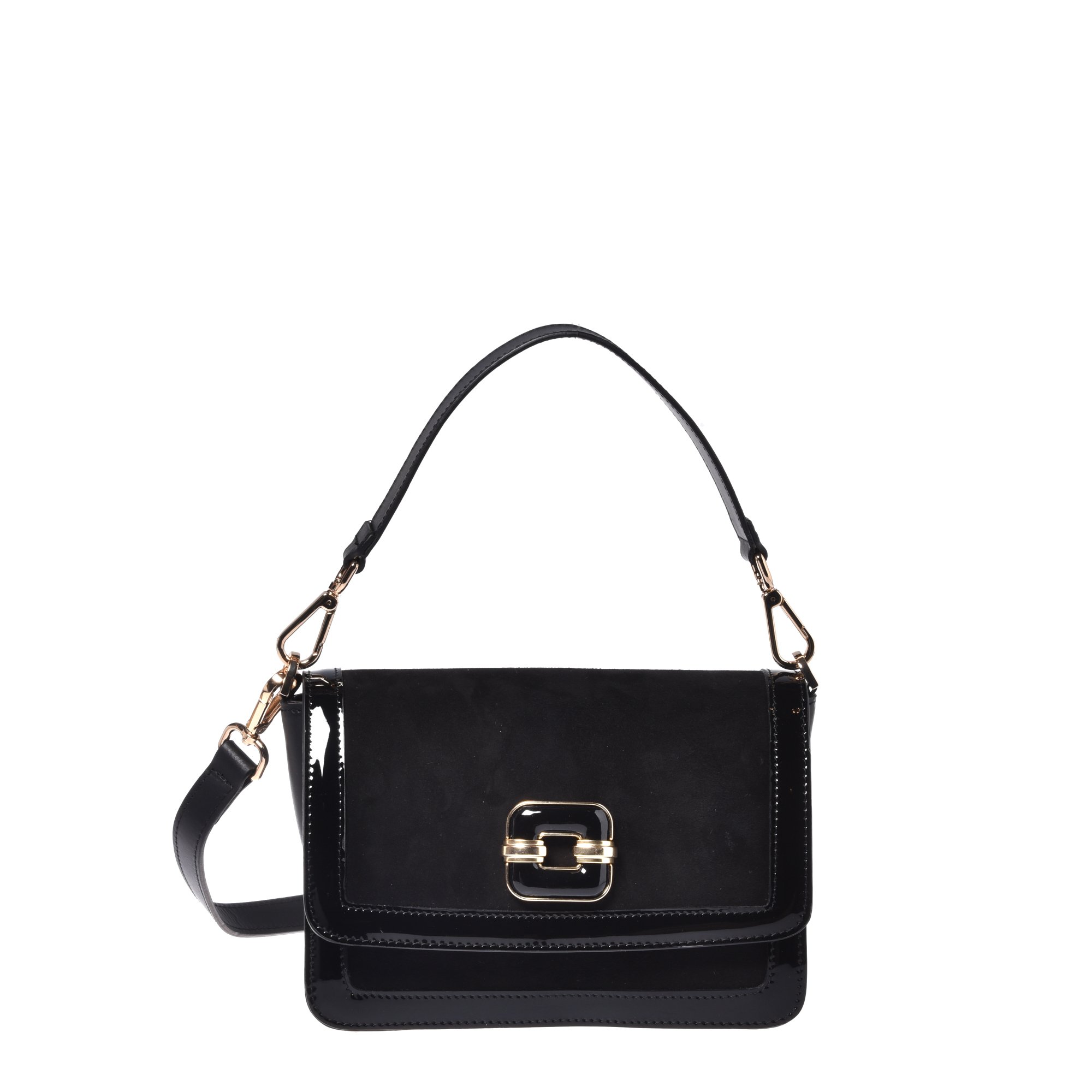 Black suede leather shoulder bag image