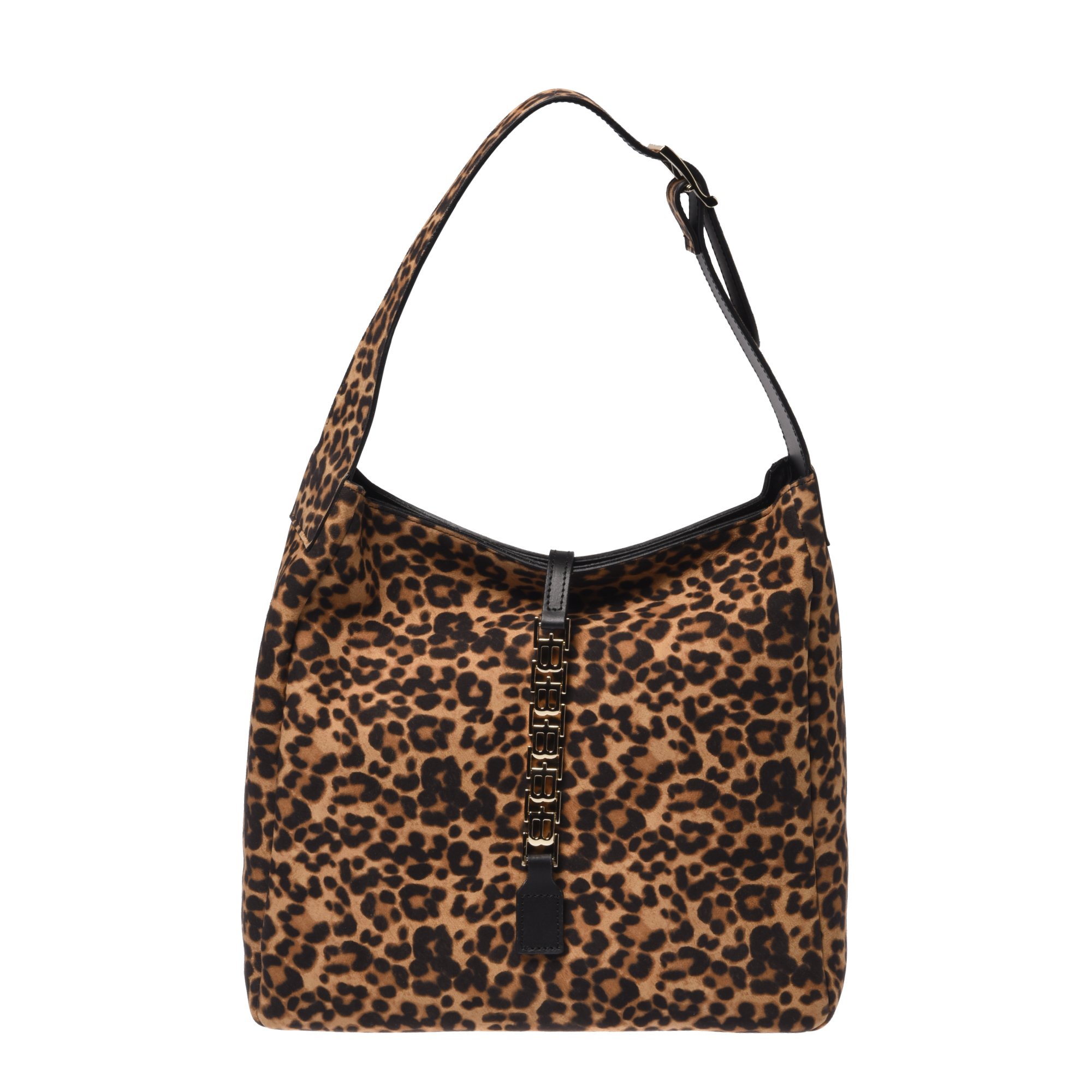 Leopard print suede leather shoulder bag image