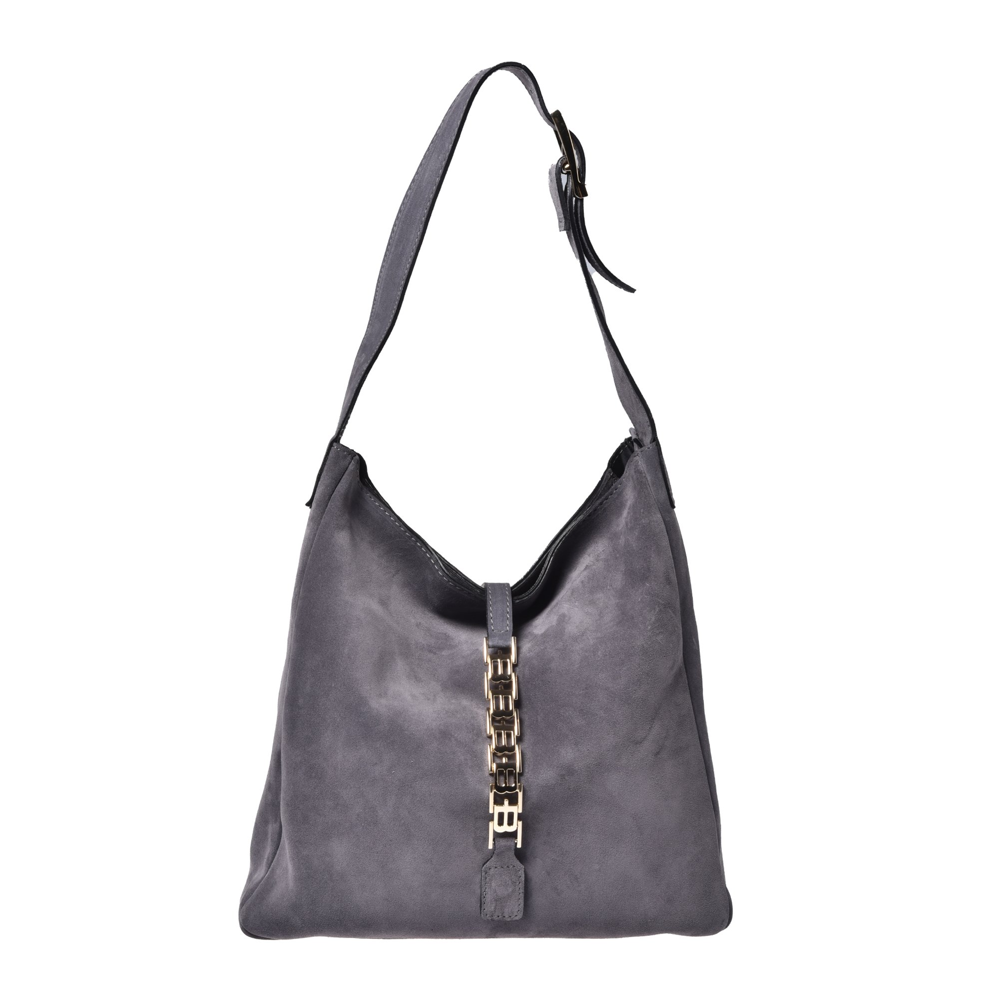 Grey suede leather shoulder bag image