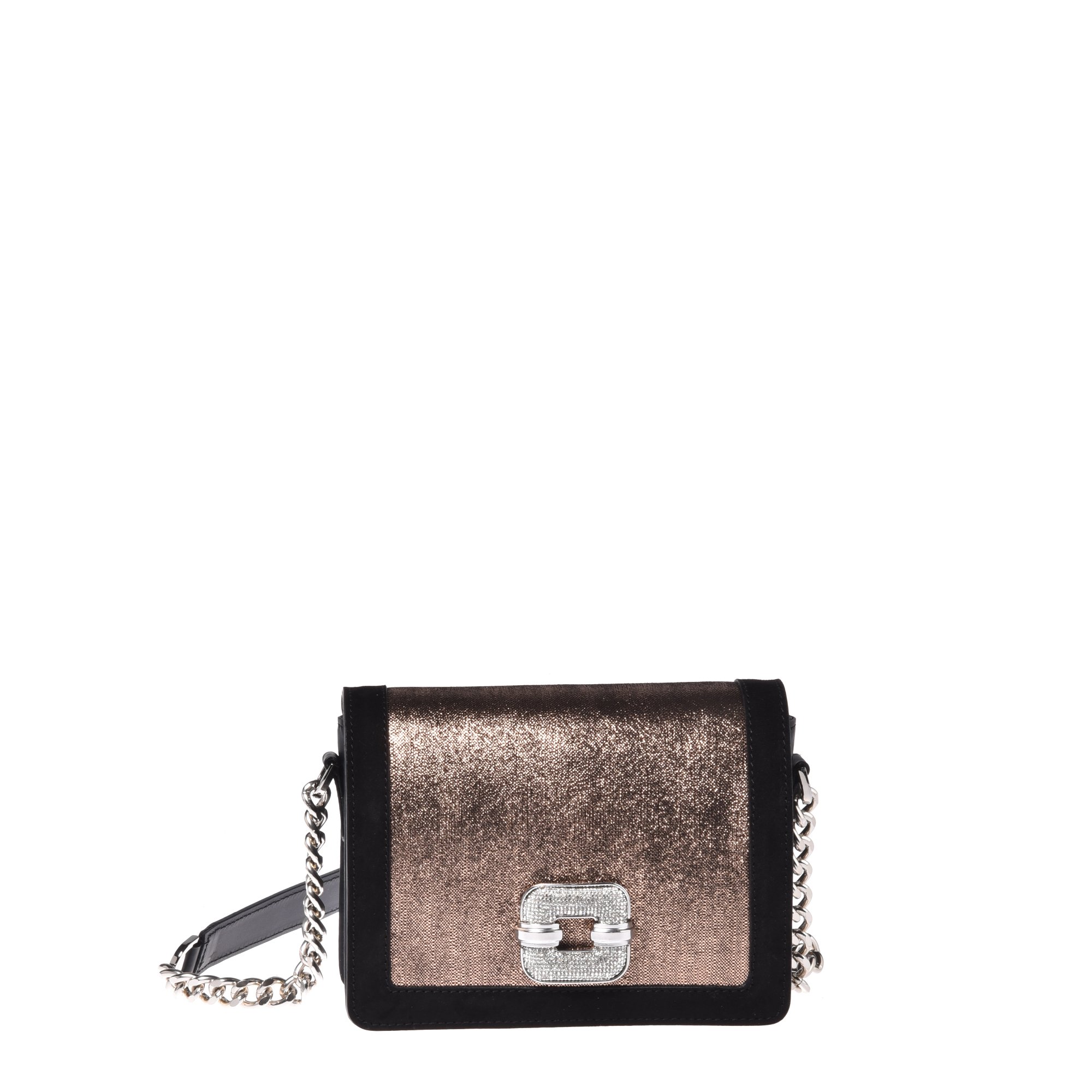 Bronze and black metallic suede shoulder bag image
