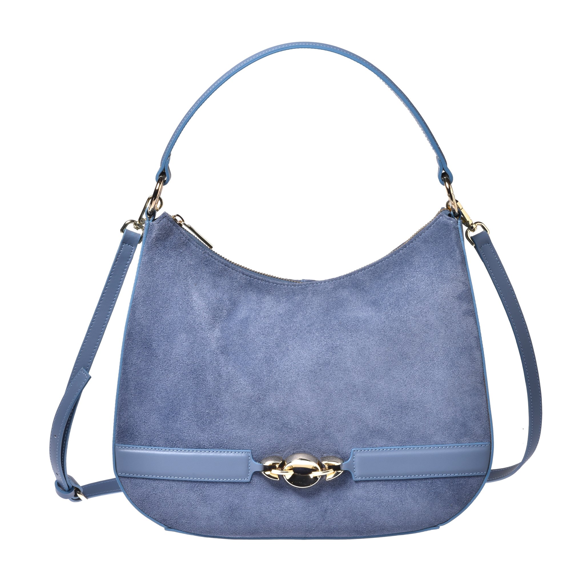 Air force blue suede leather shoulder bag image