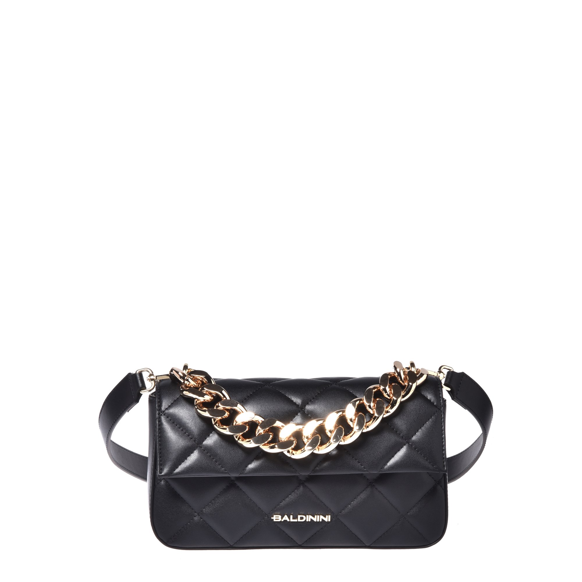 Black quilted leather shoulder bag image