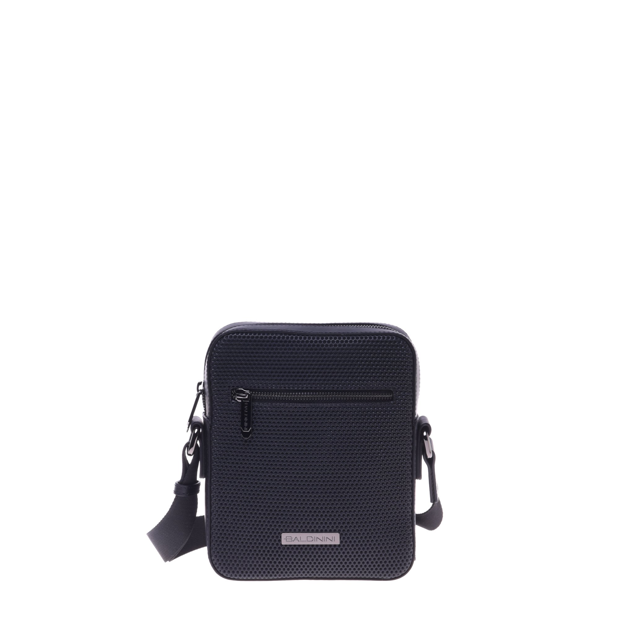 Black stamped leather shoulder bag image