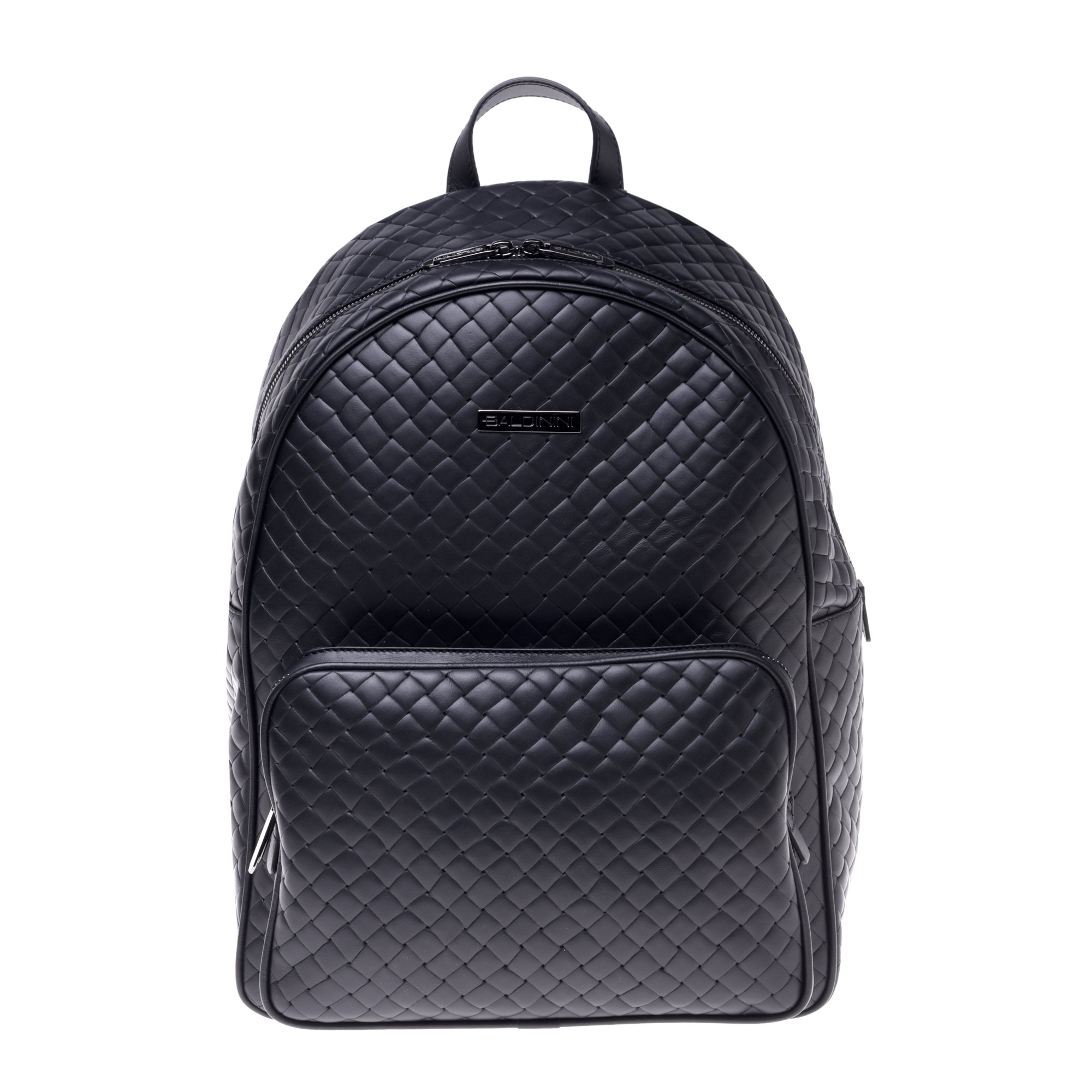 Backpack in black with woven print image