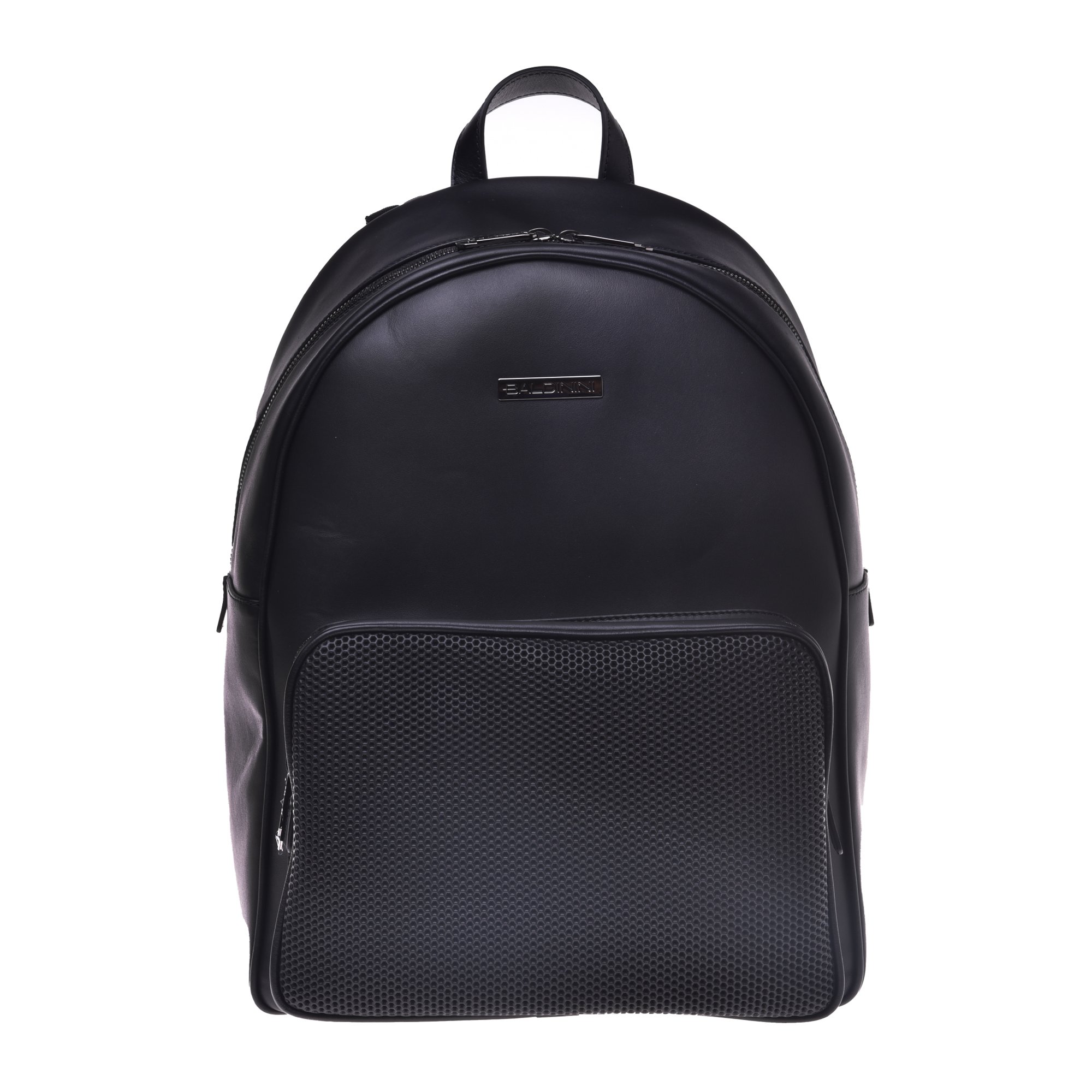 Black stamped leather backpack image