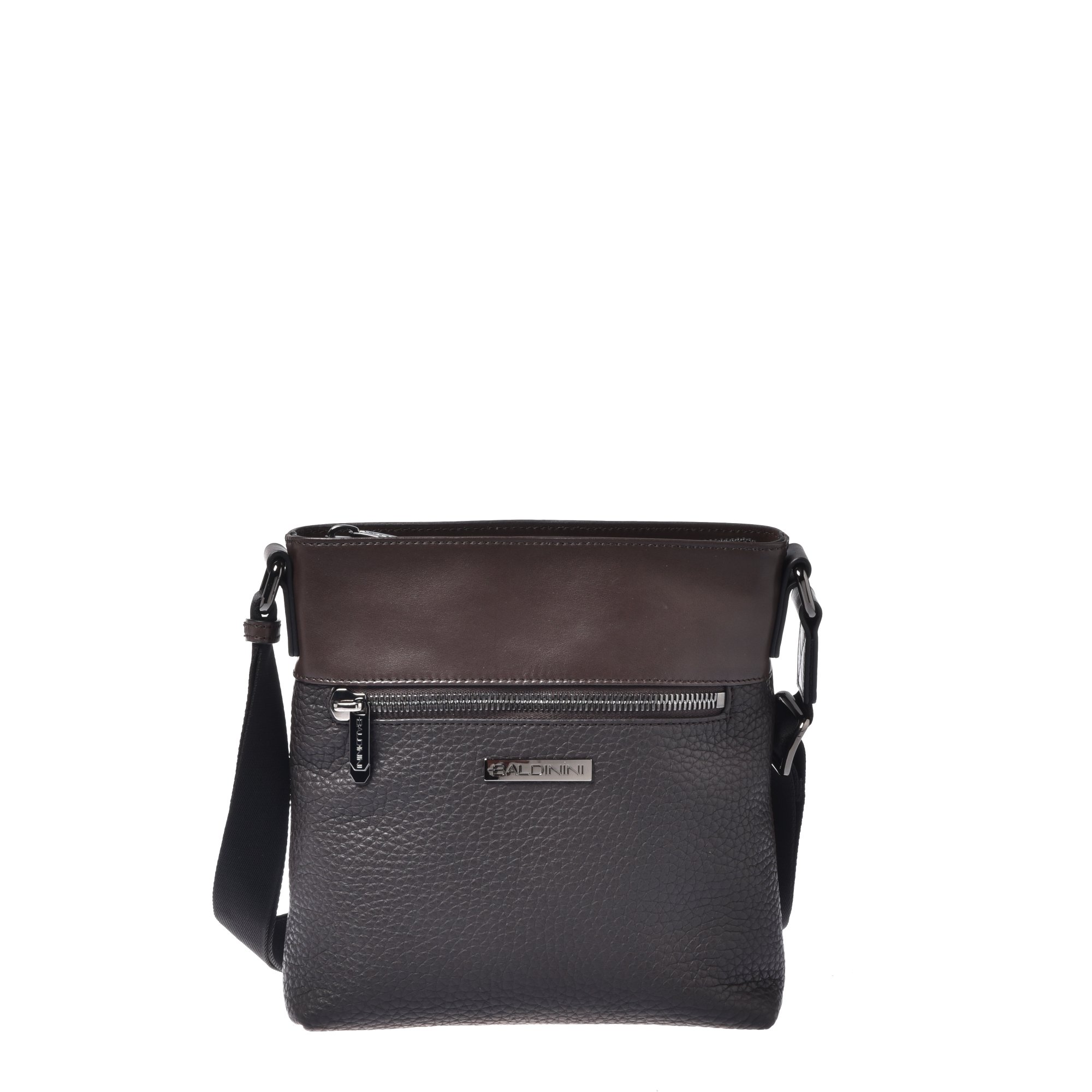 Dark brown leather and tumbled leather rucksack image