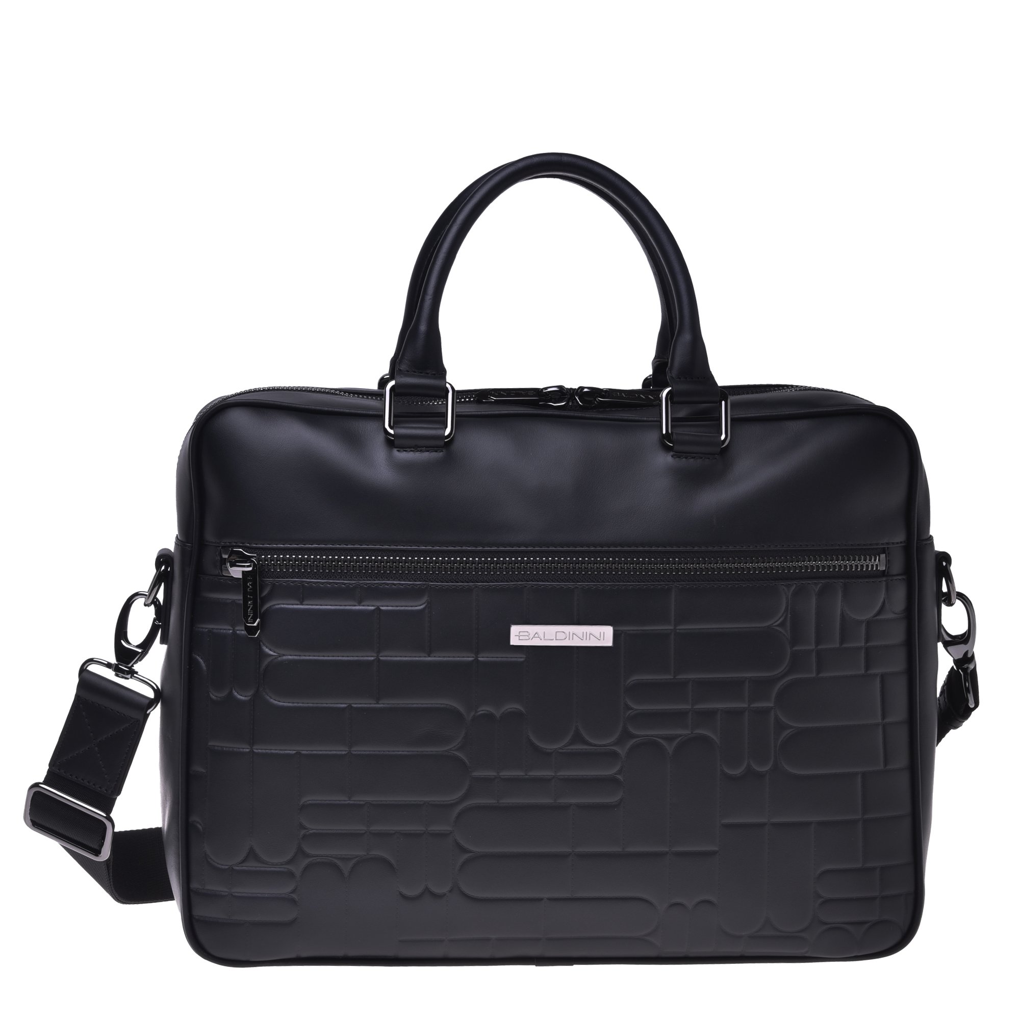 Professional bag in black quilted leather with monogram image