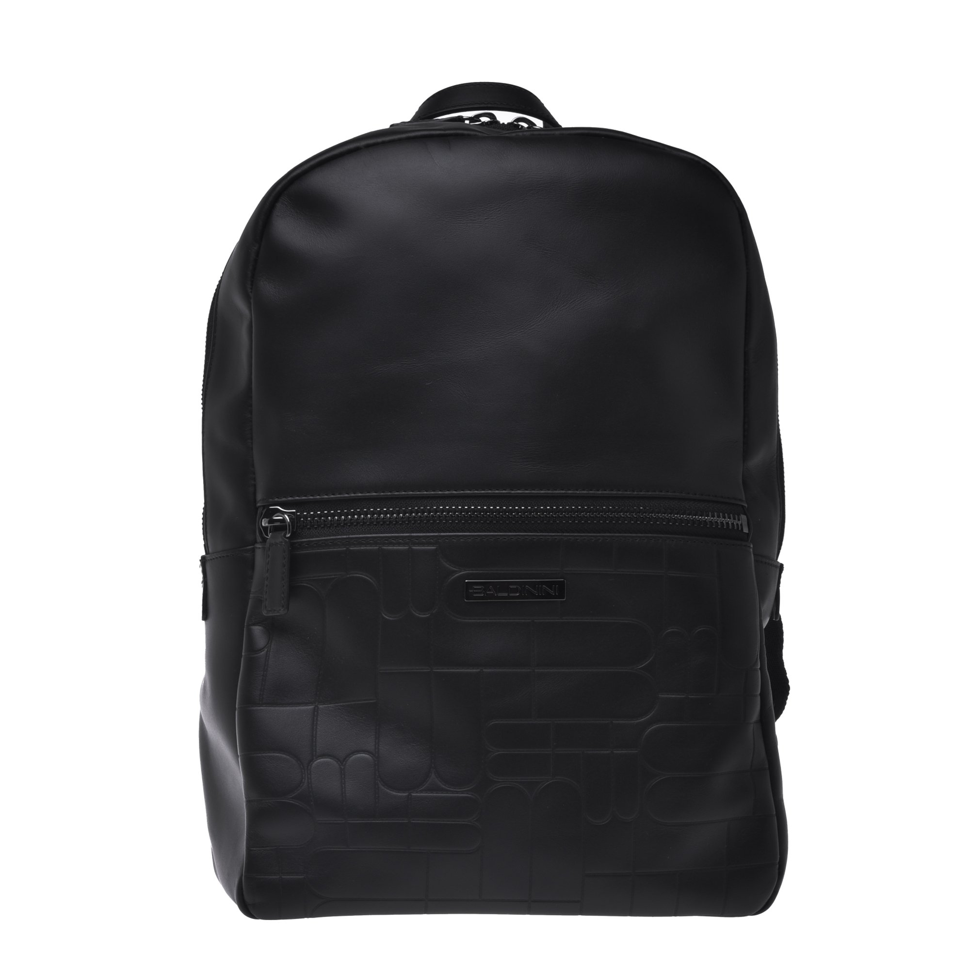 Backpack in black quilted leather with monogram image