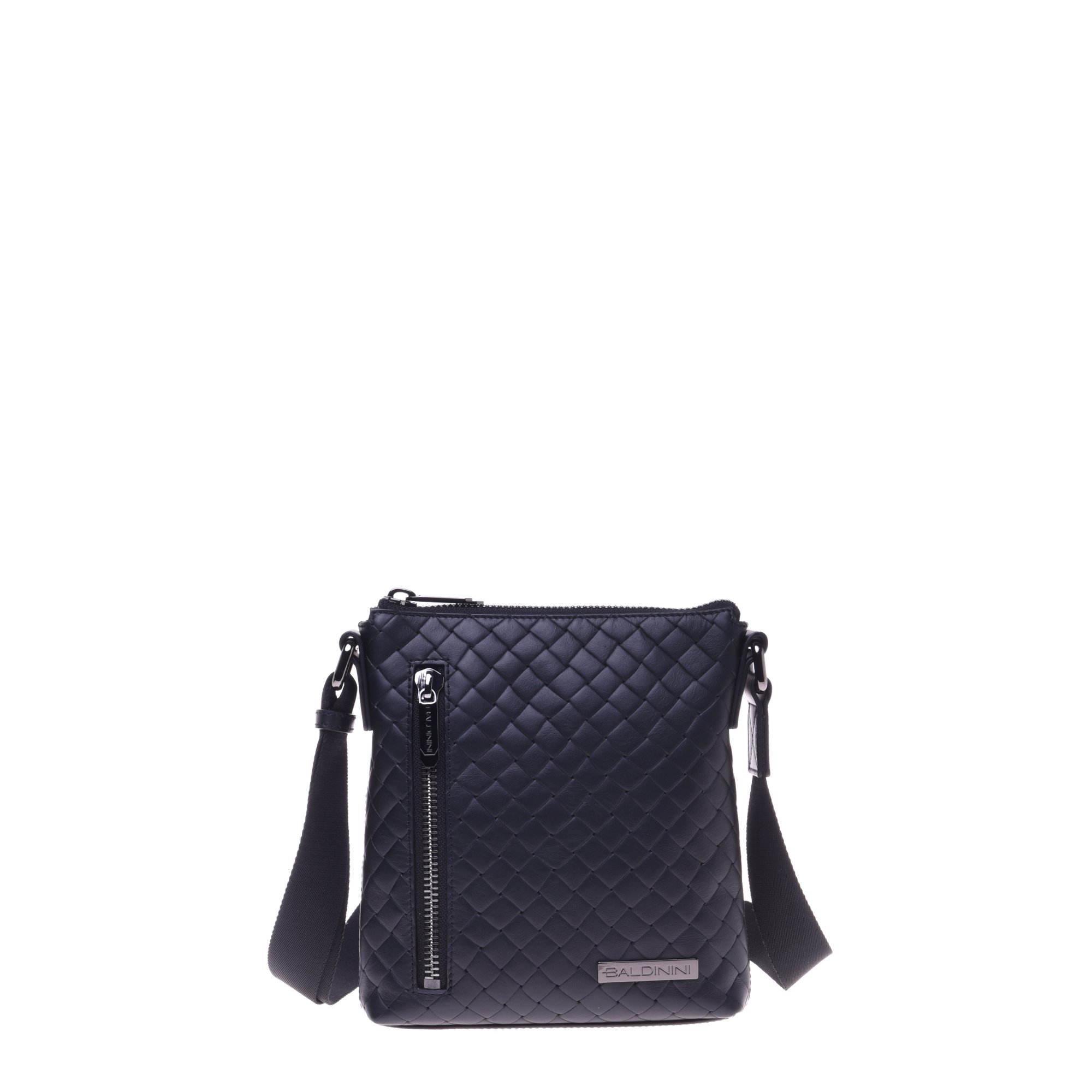 Crossbody back in black woven leather image