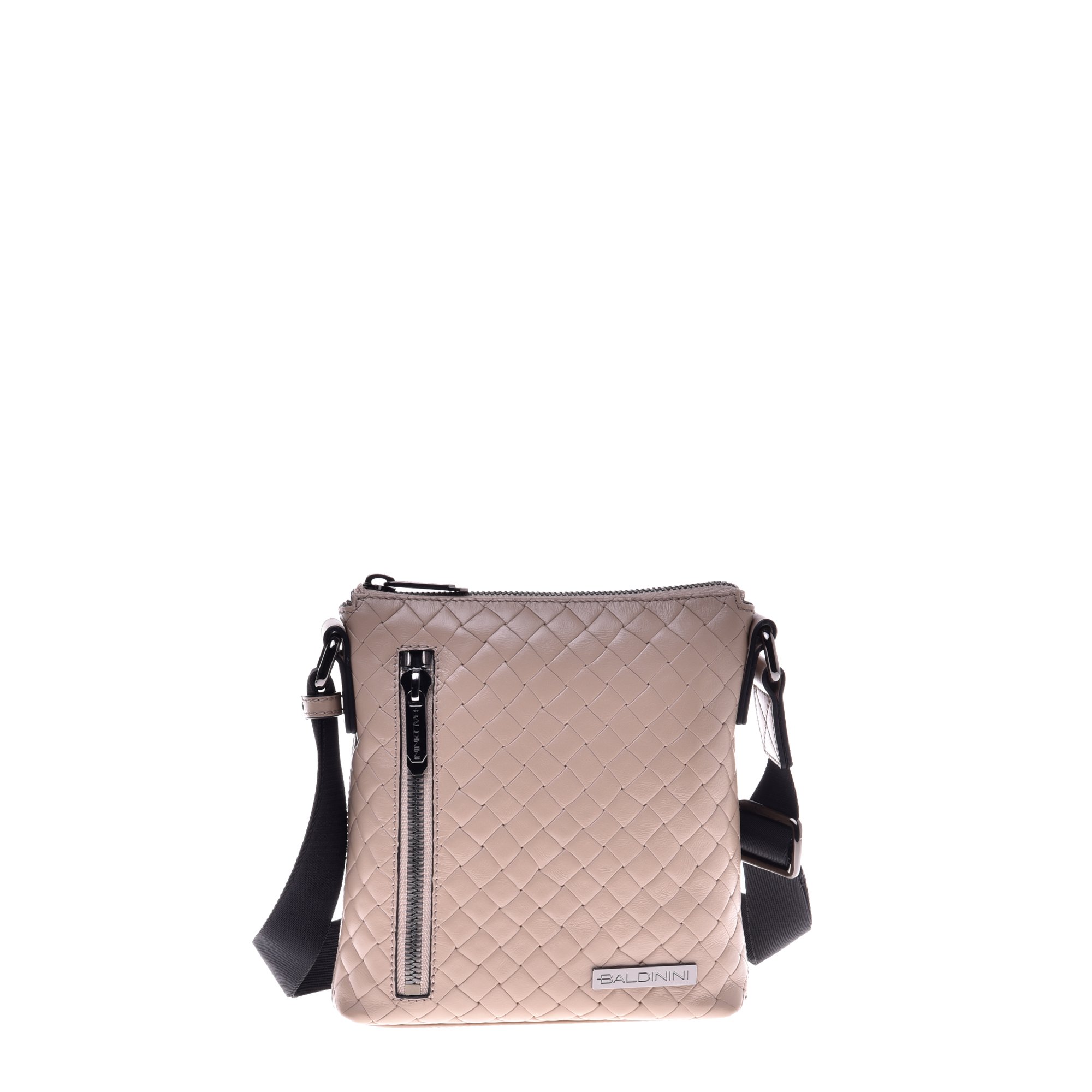 Crossbody bag in taupe woven leather image