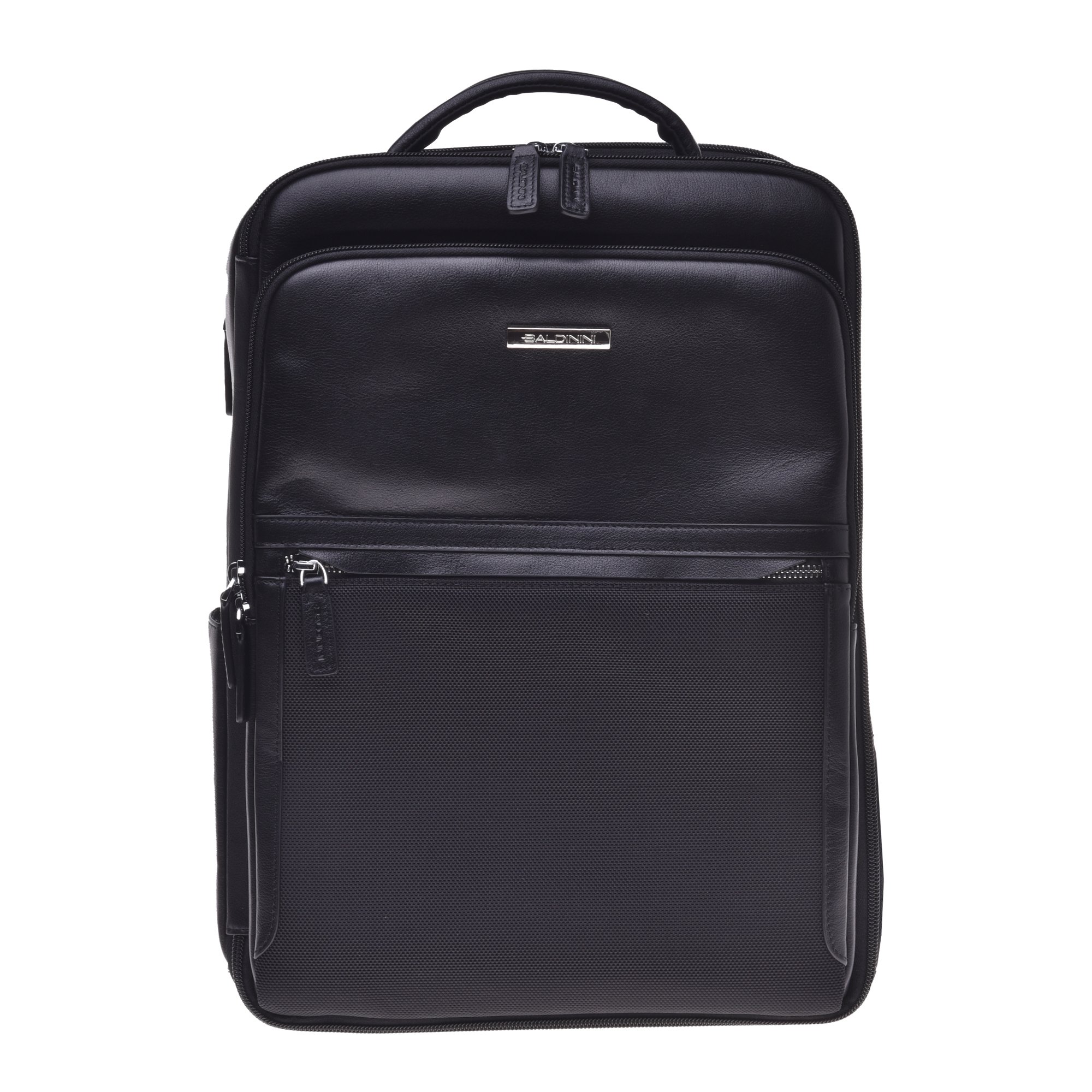 Backpack in black calfskin and nylon image