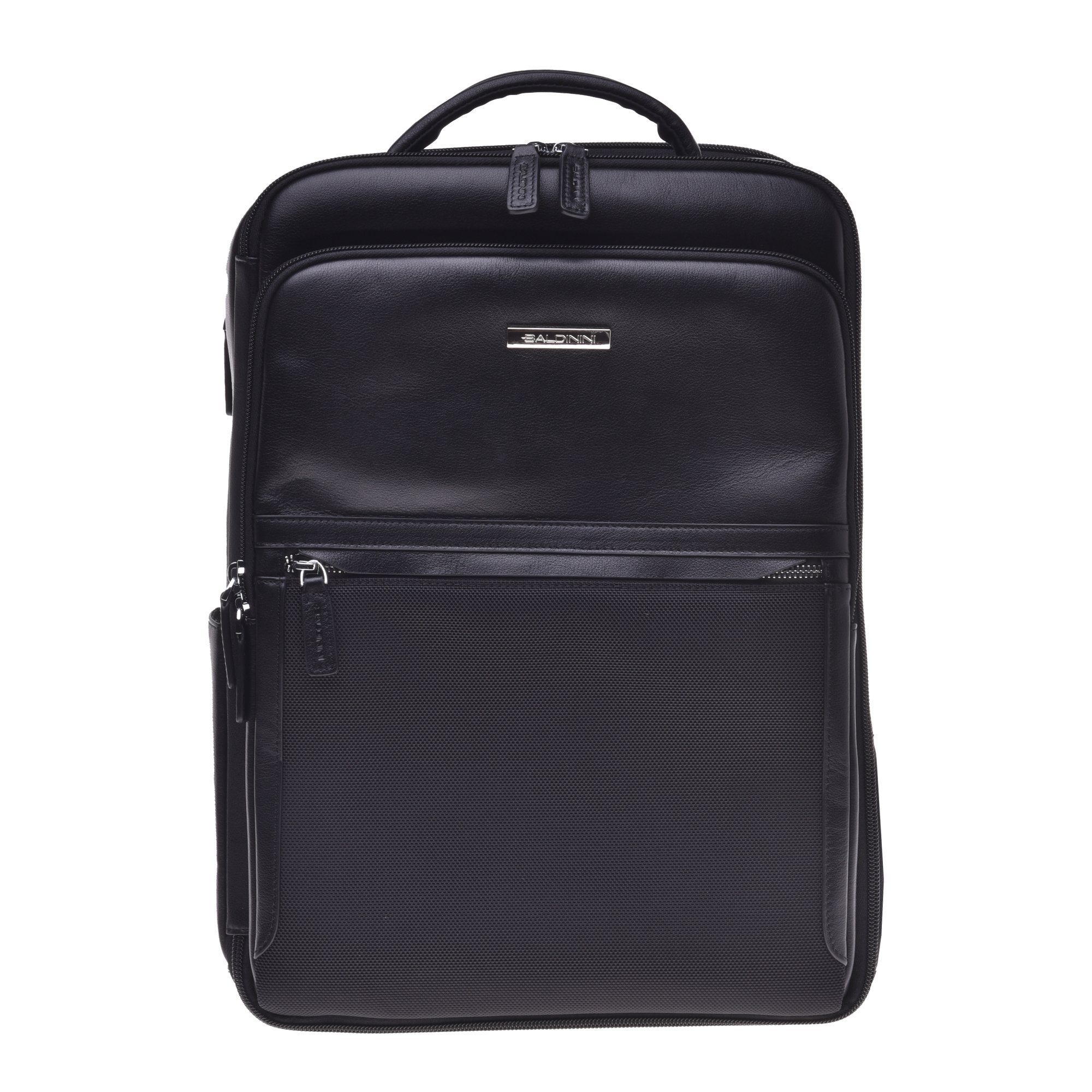 Backpack in black leather and nylon image