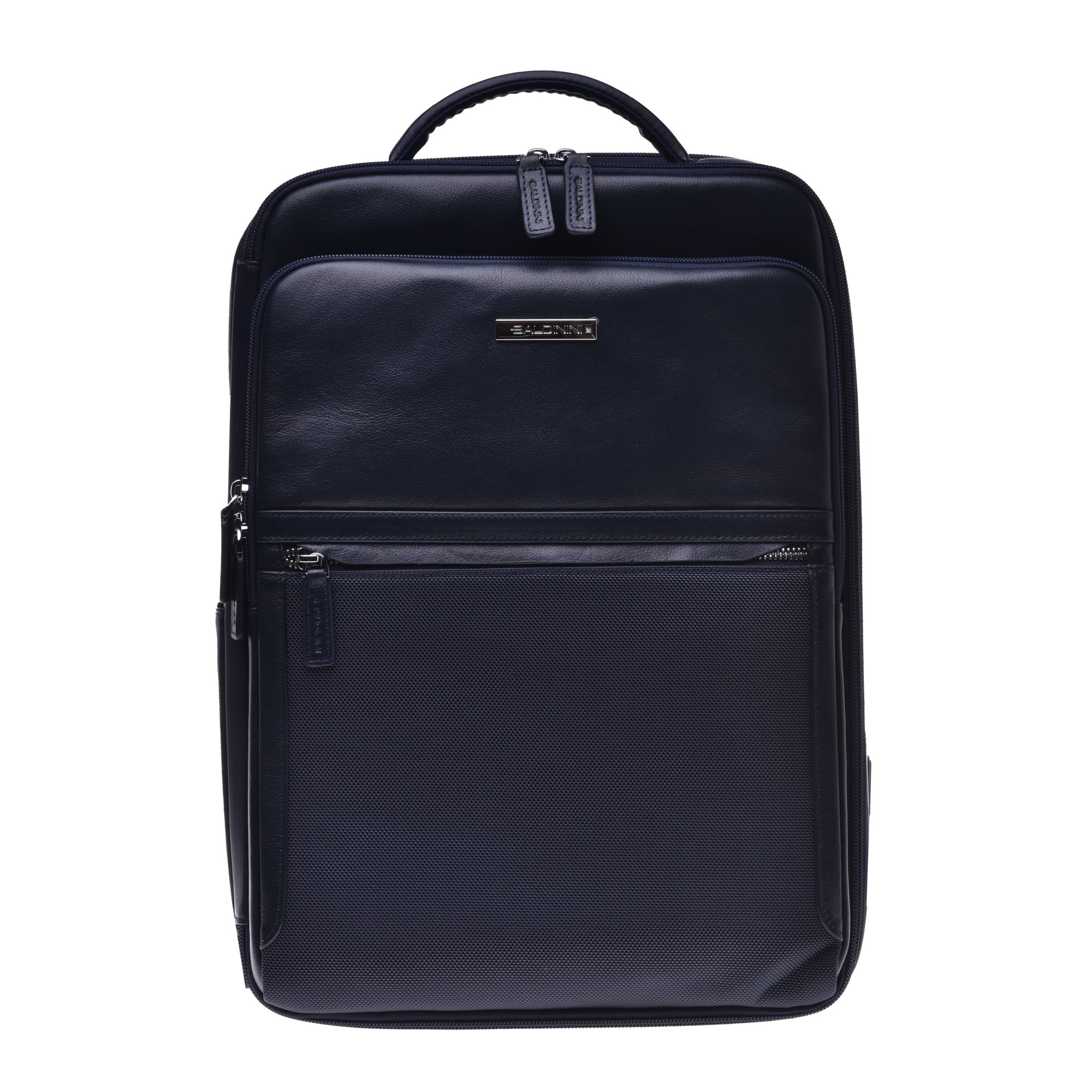 Backpack in blue leather and nylon image