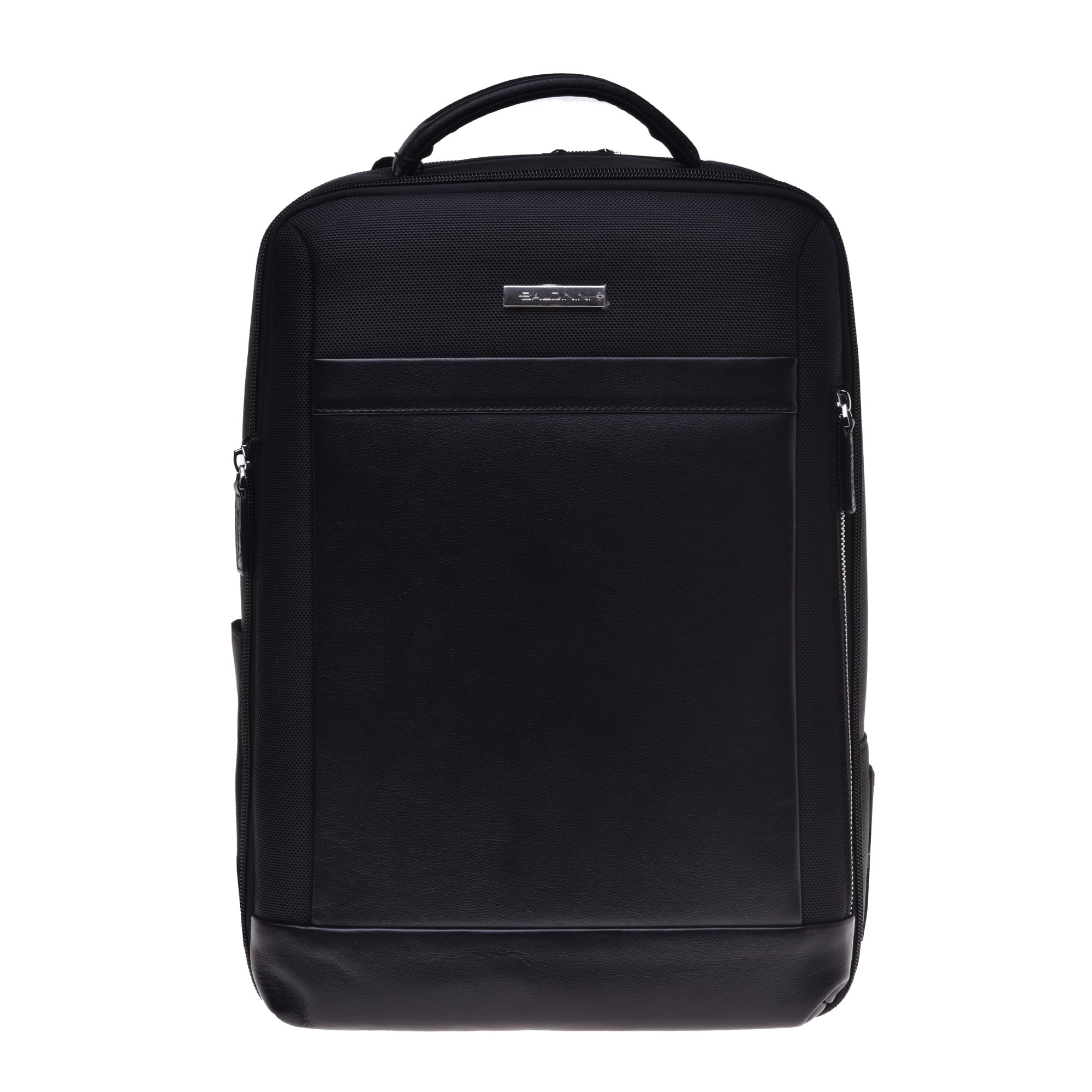 Backpack in black leather and nylon image