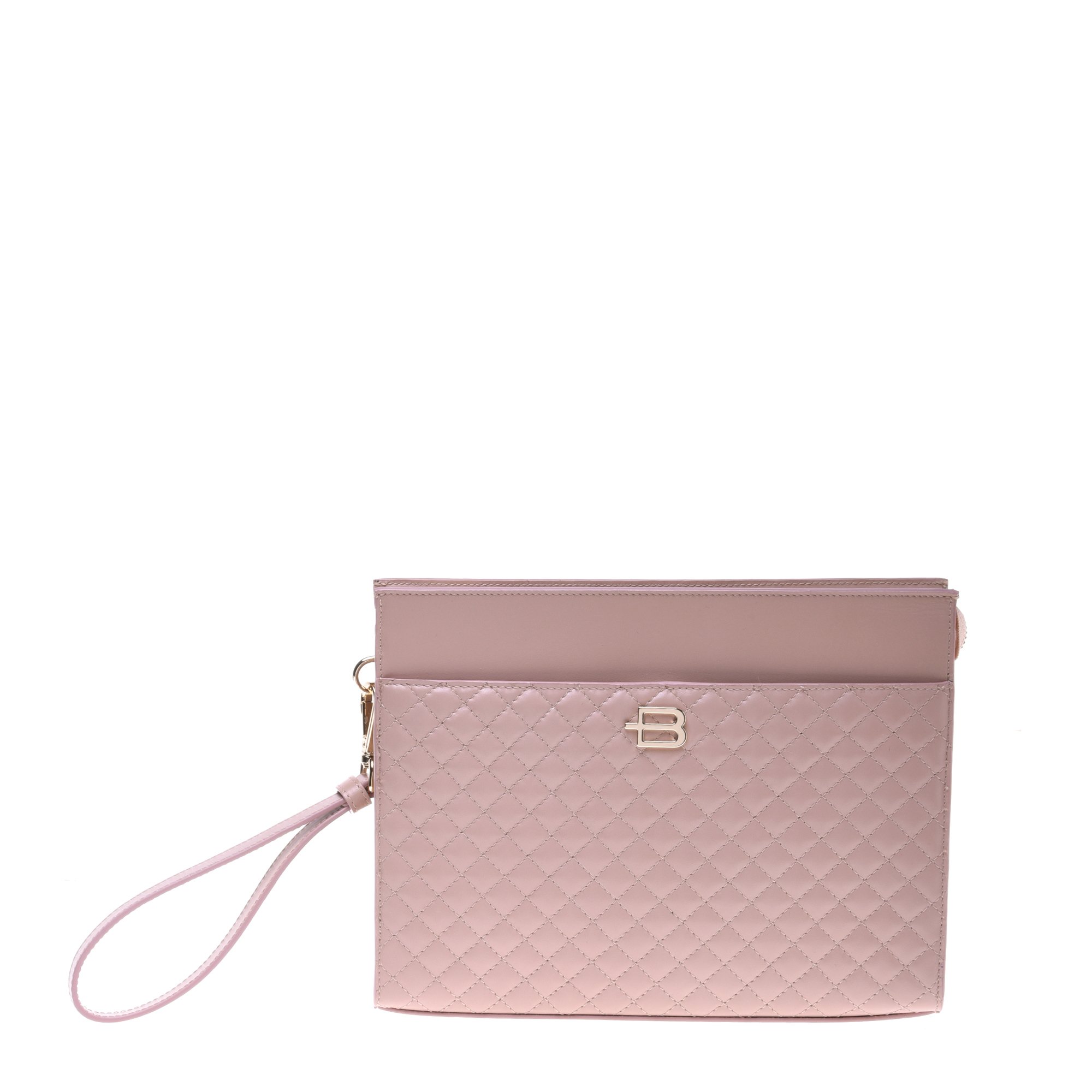 Nude quilted leather unisex clutch image
