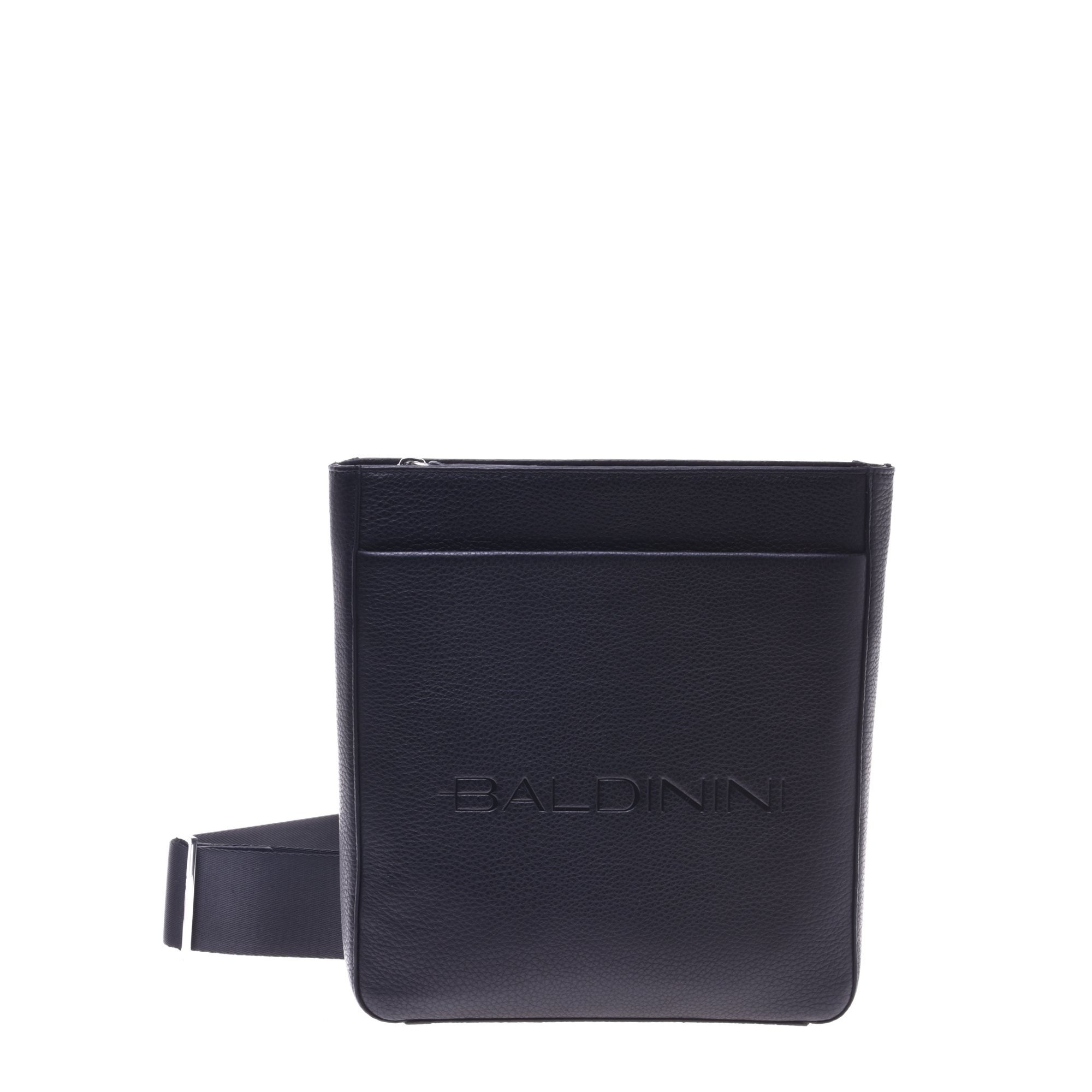 Black grained leather crossbody bag image