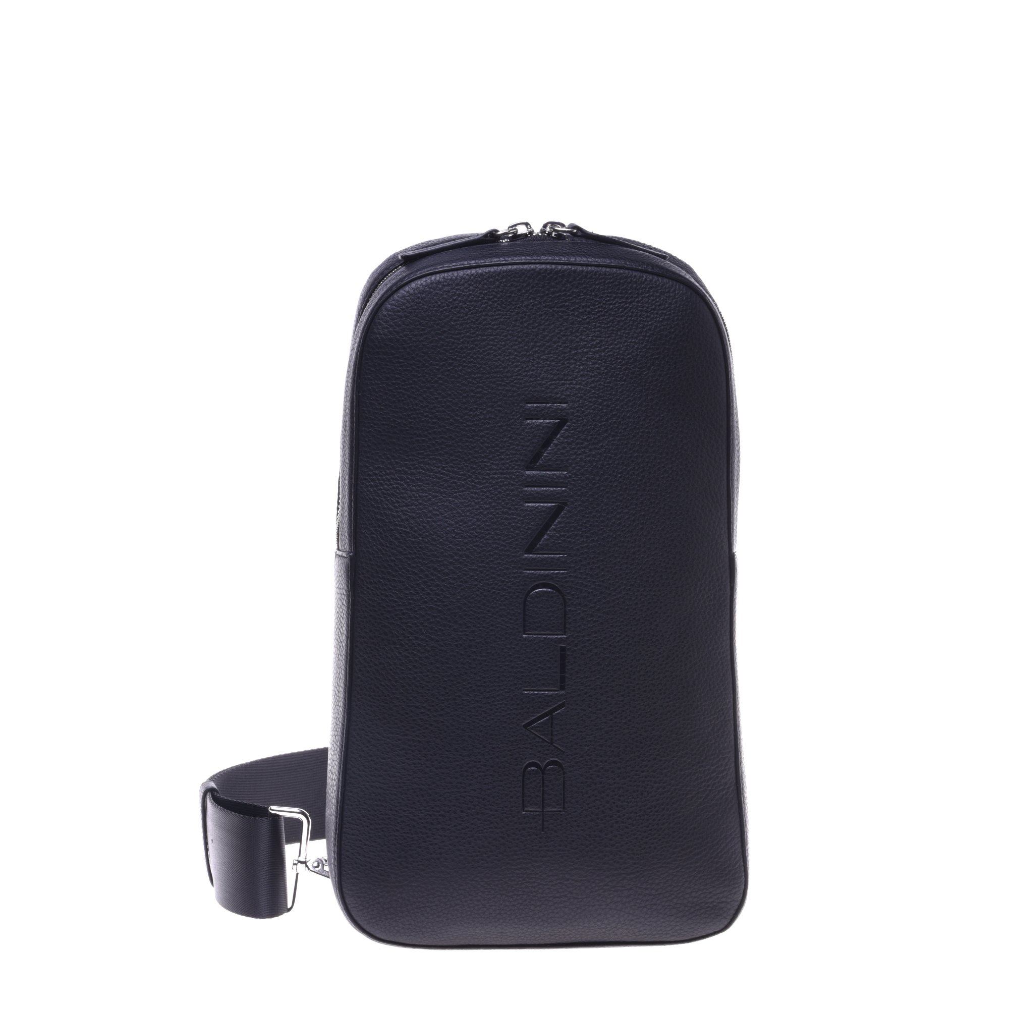 Black grained leather backpack image