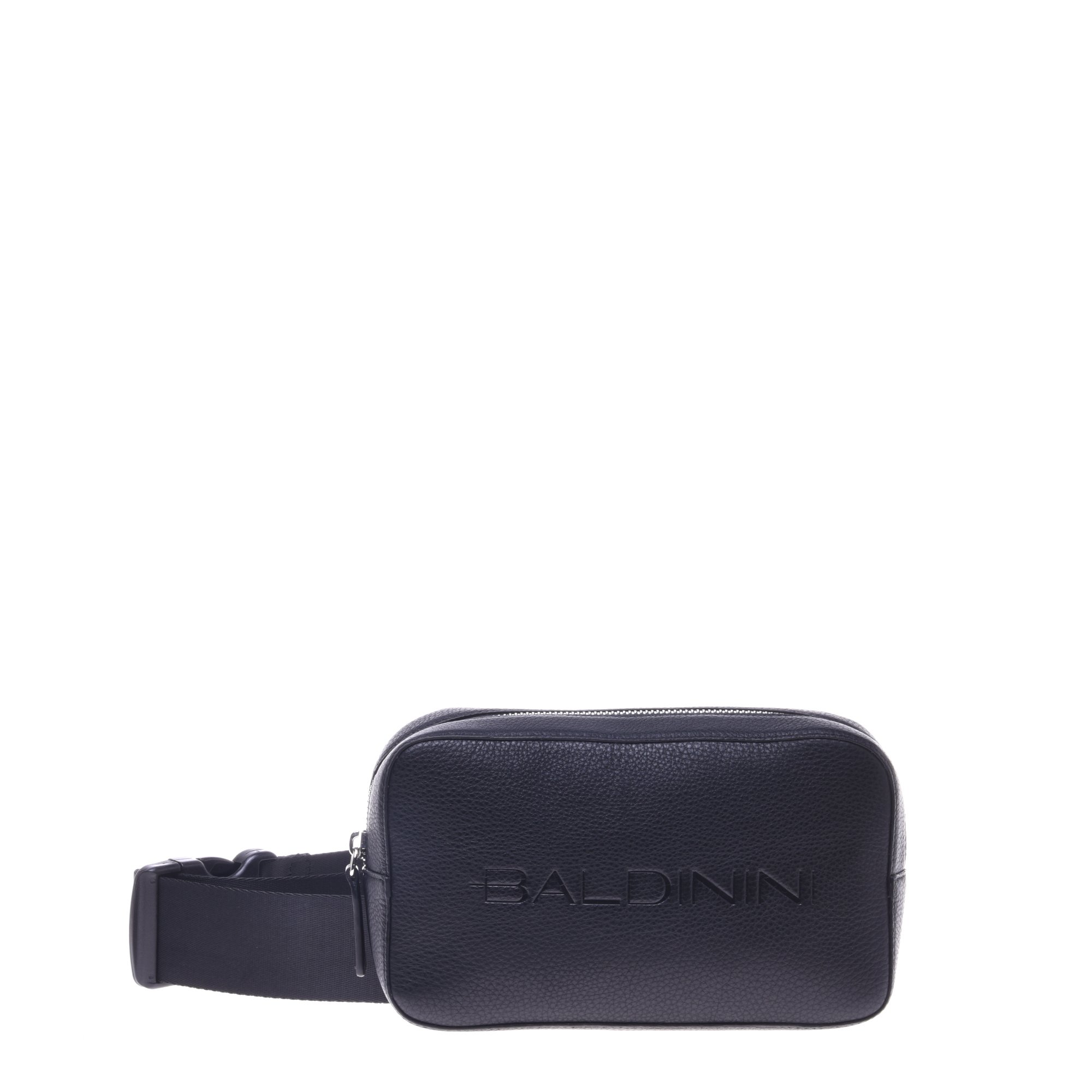 Black grained leather belt bag image