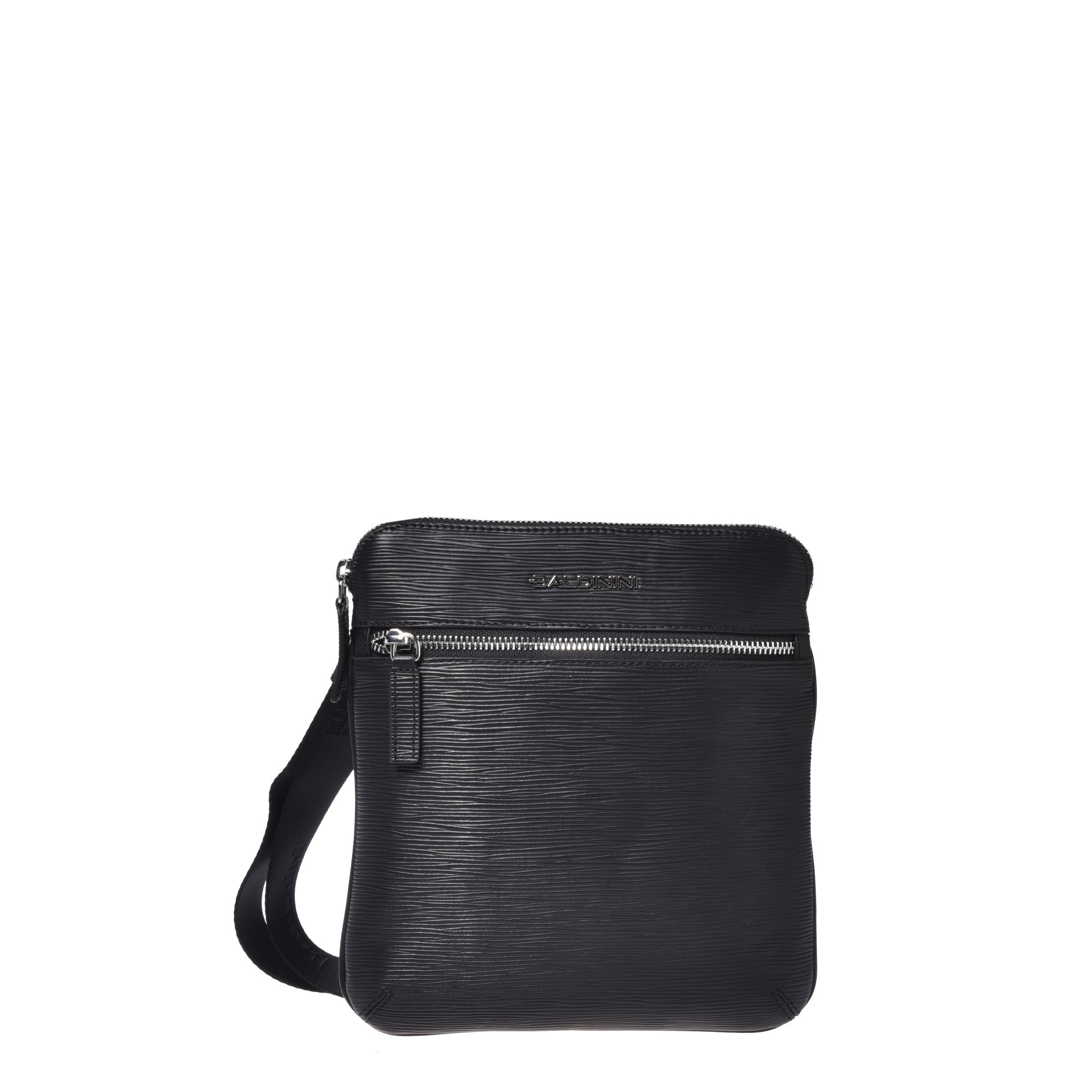 Black printed leather crossbody bag image