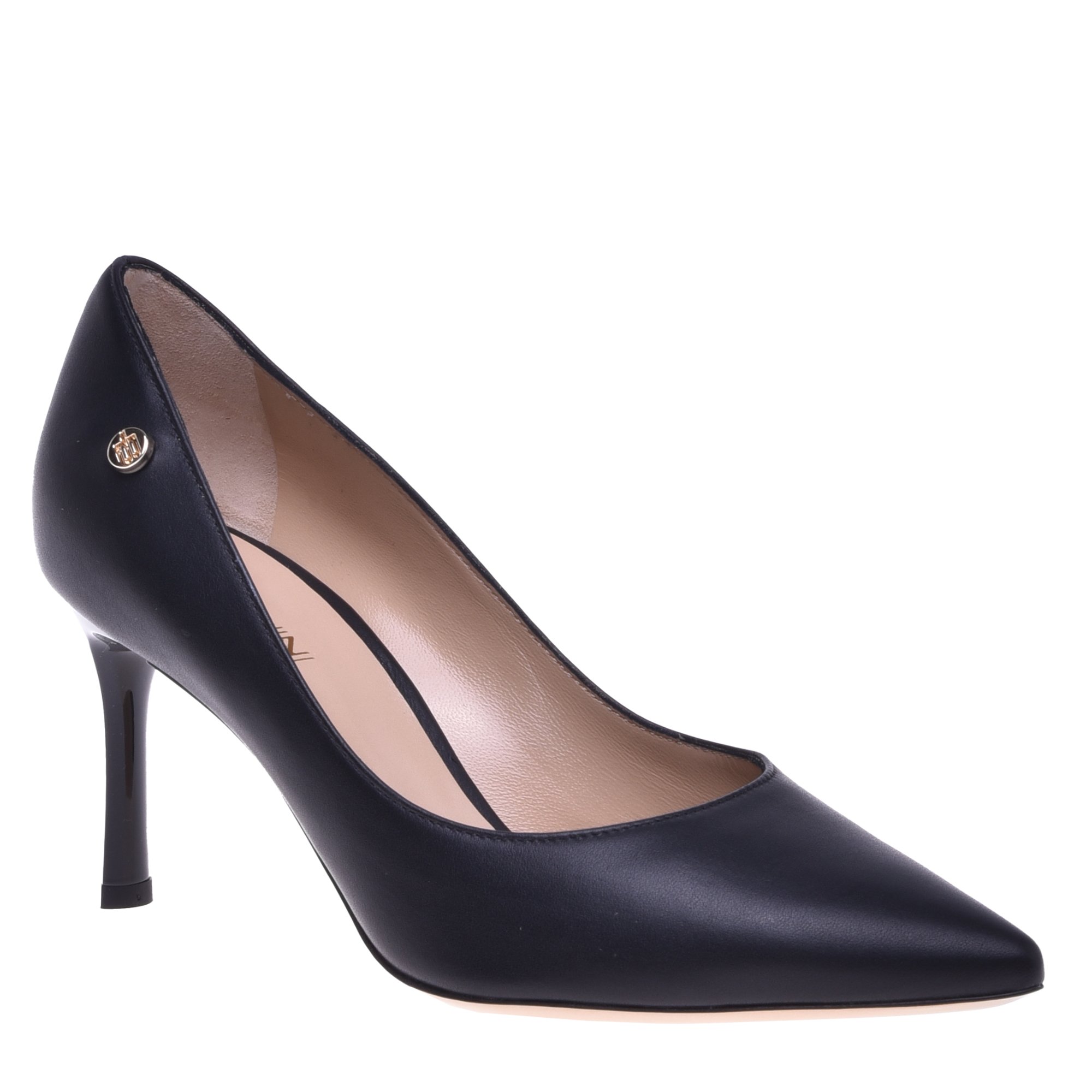 Black calfskin court shoes image