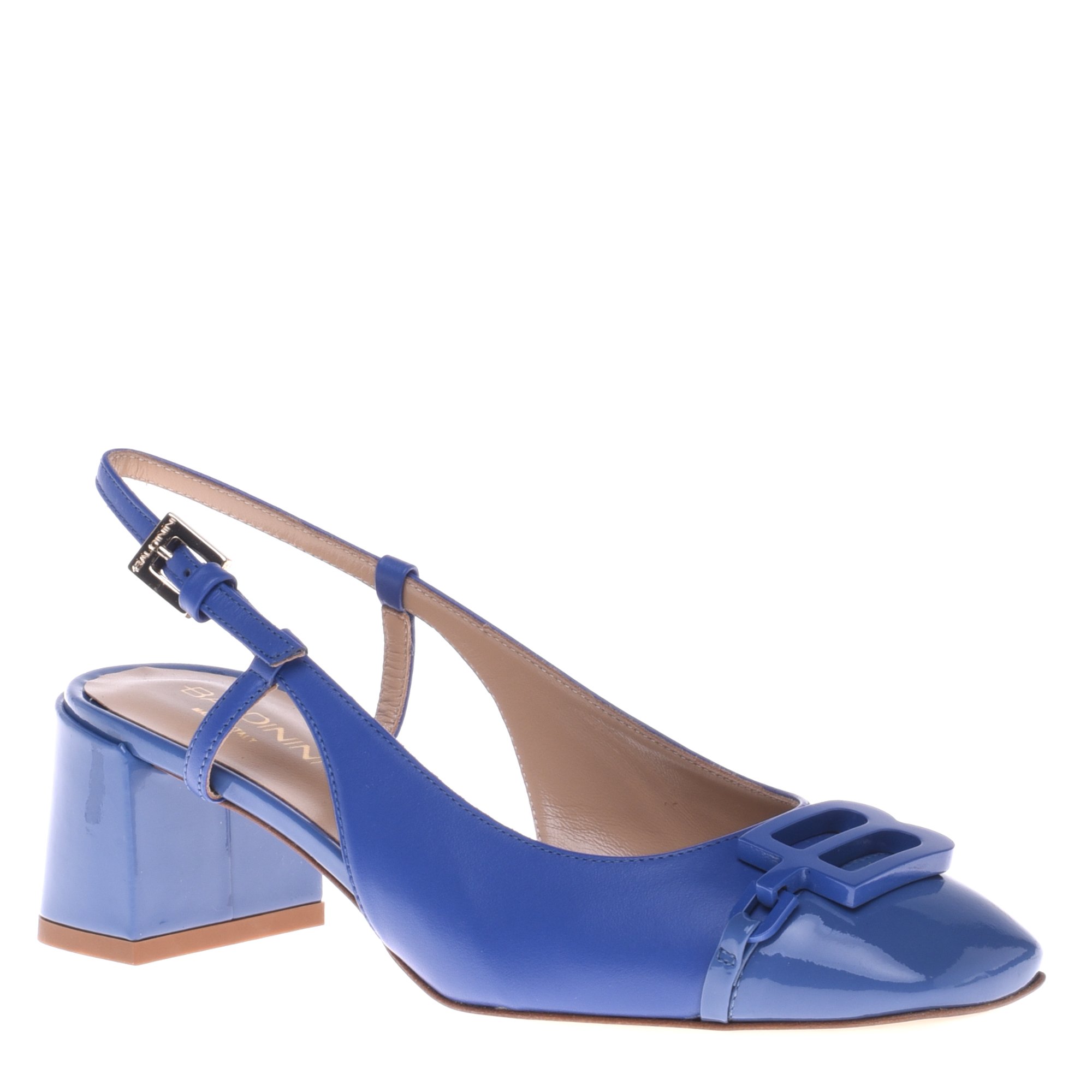 Court shoe in blue calfskin image