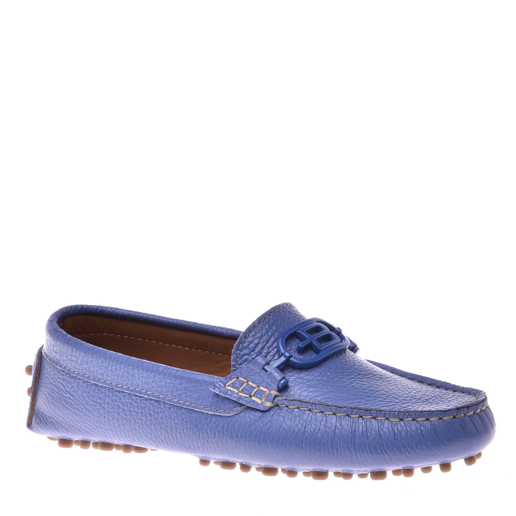 Loafer in bright blue tumbled calfskin image