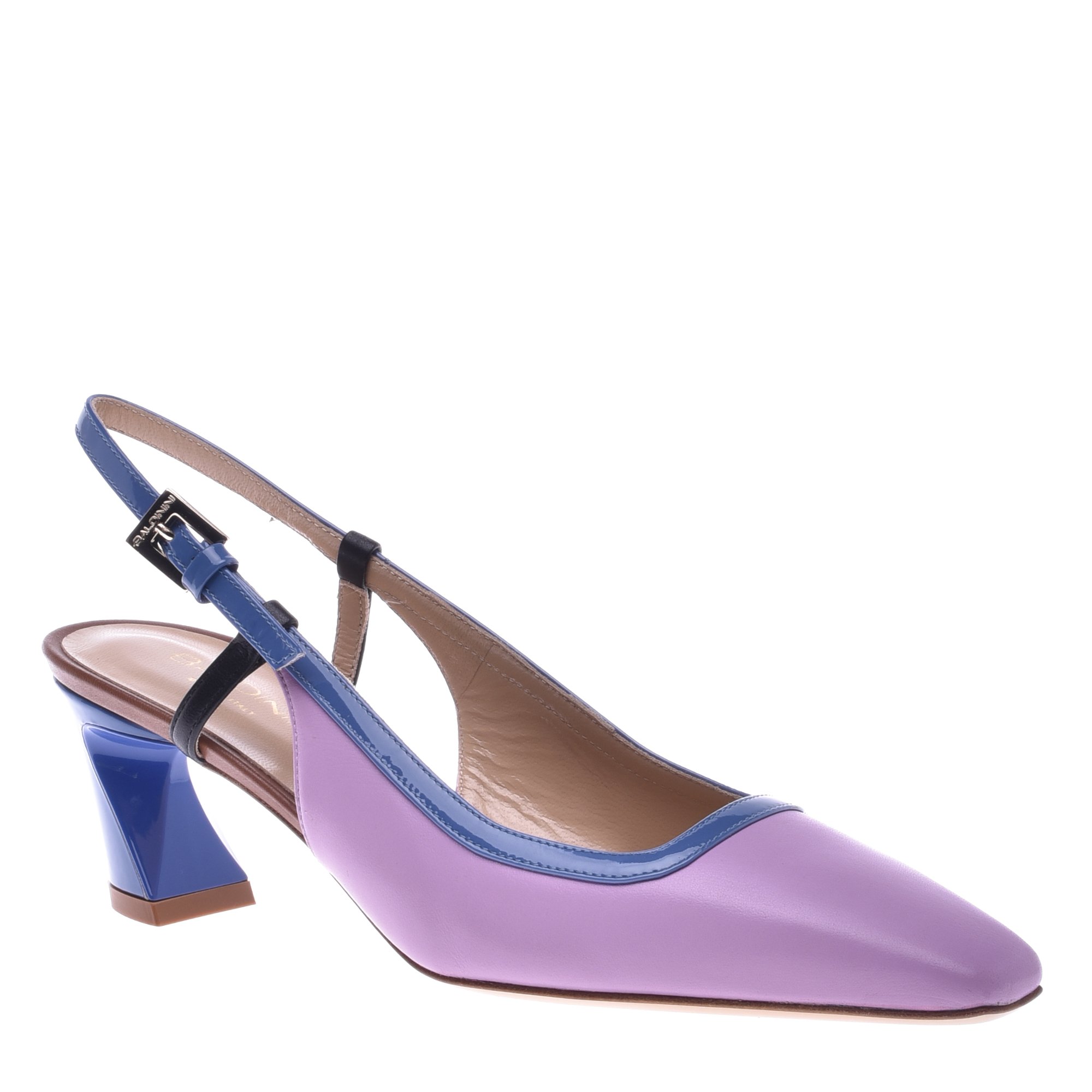Court shoe in lilac and blue calfskin image