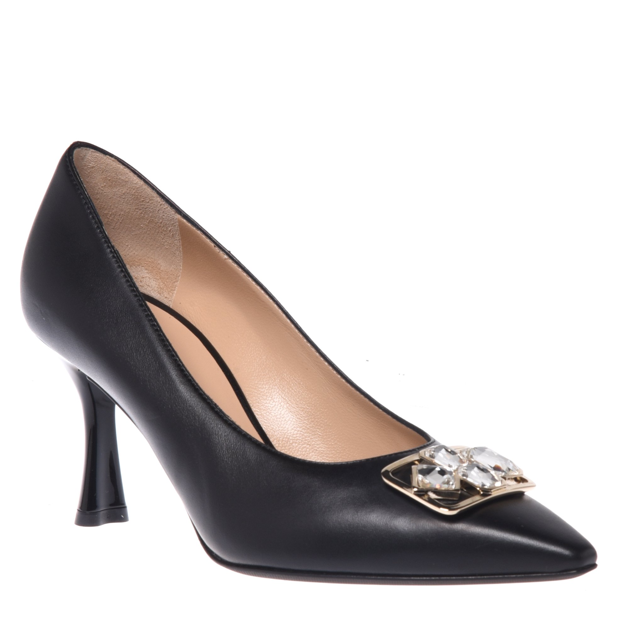 Court shoes in black leather image