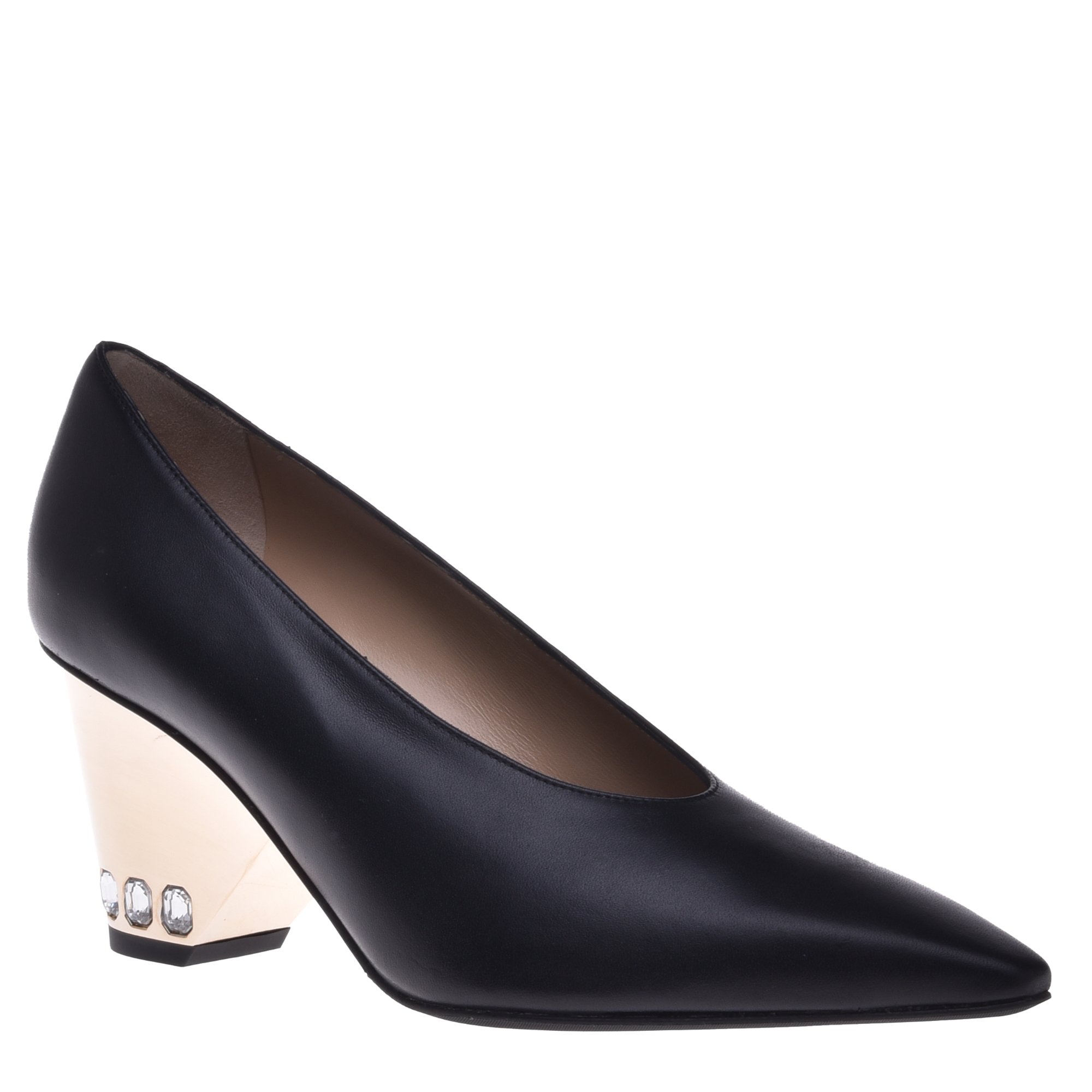 Court shoes in black leather image