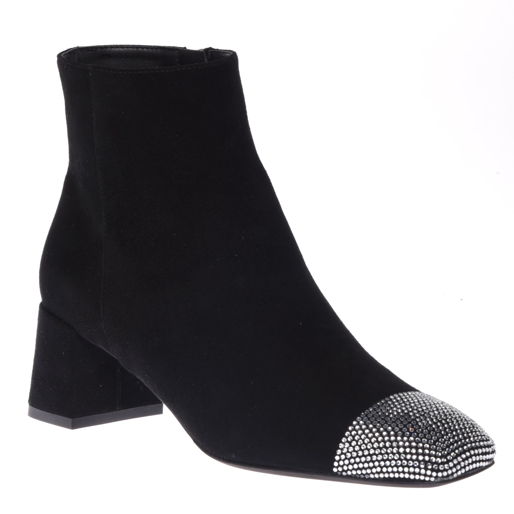 Ankle boots in black suede with rhinestones image