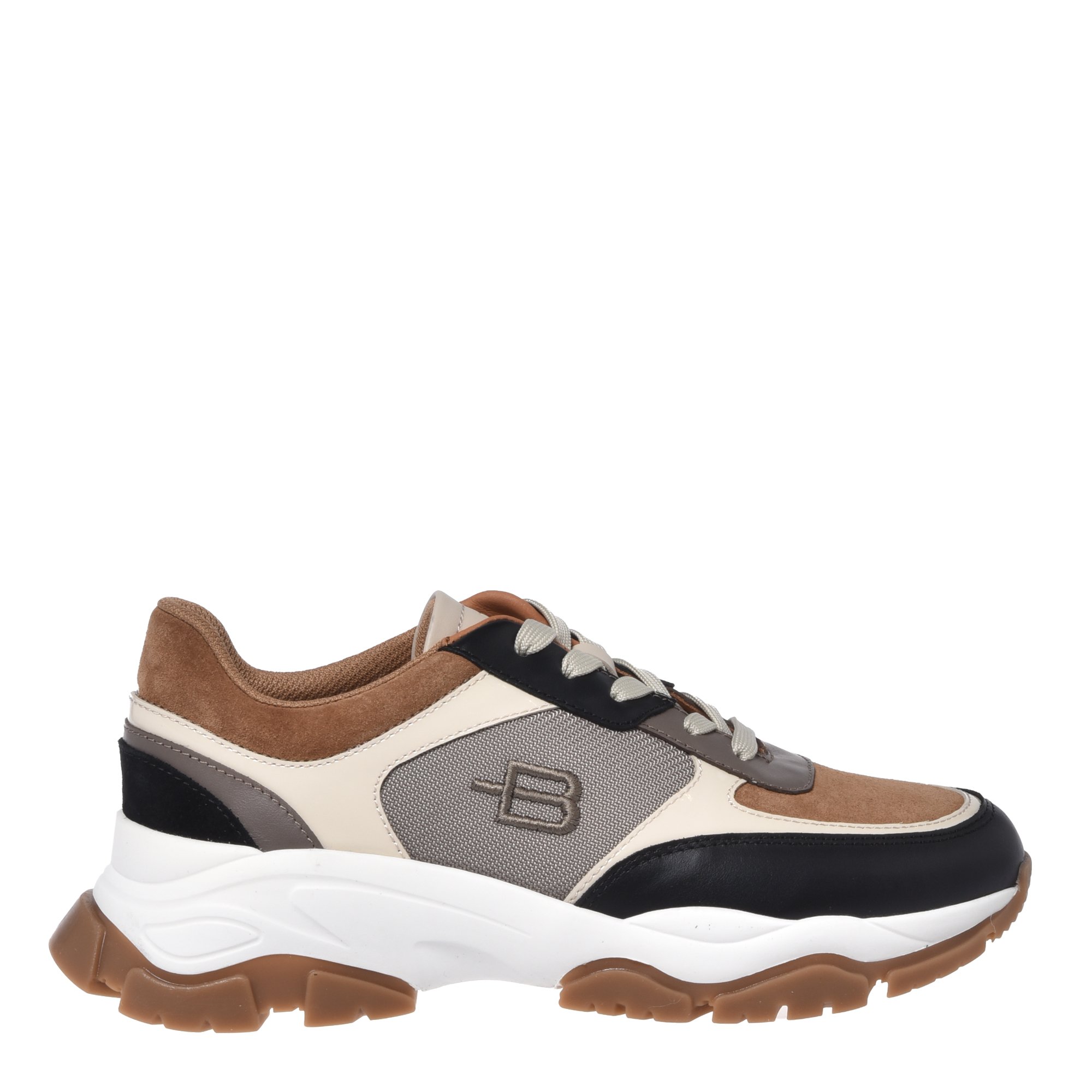 Black leather and suede leather trainer image