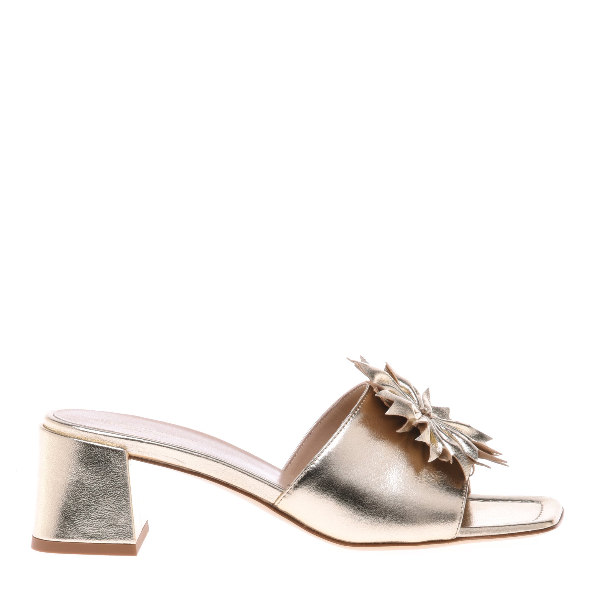 Clogs in light gold laminated nappa image