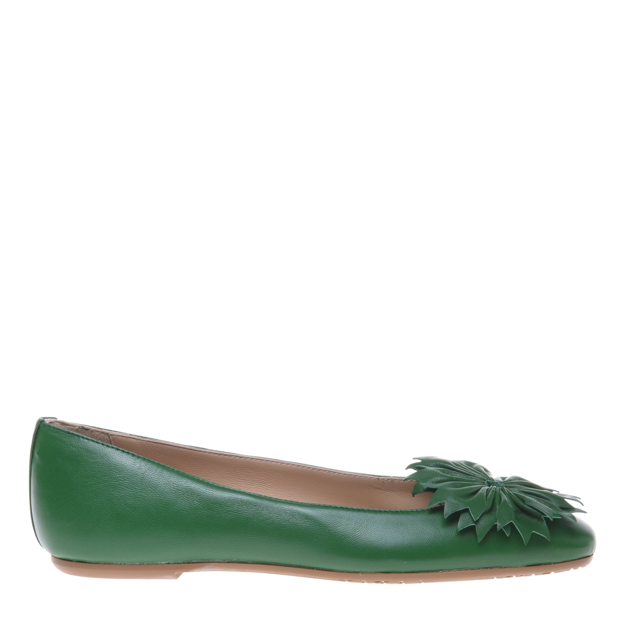 Green nappa leather ballerina image