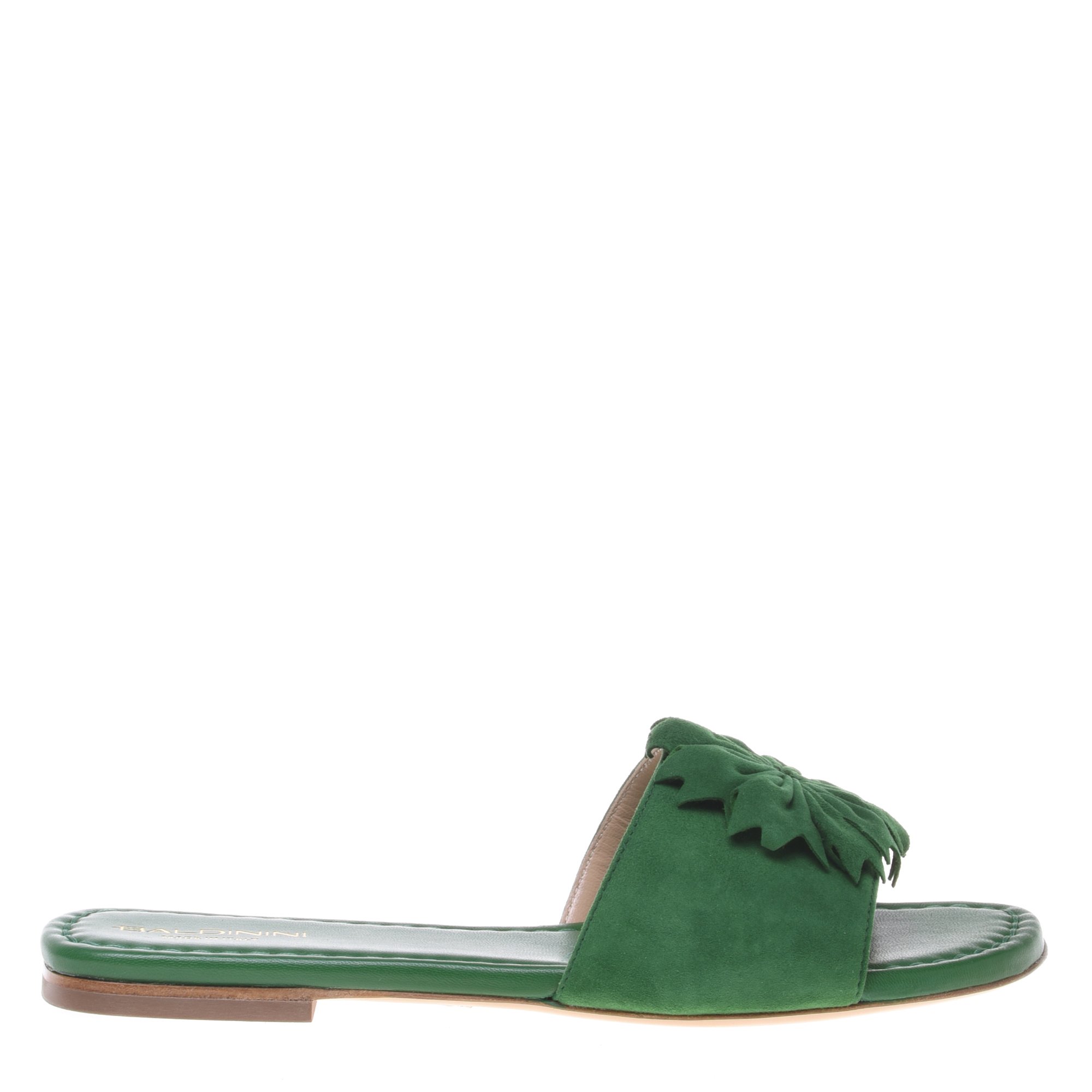 Green suede clogs image