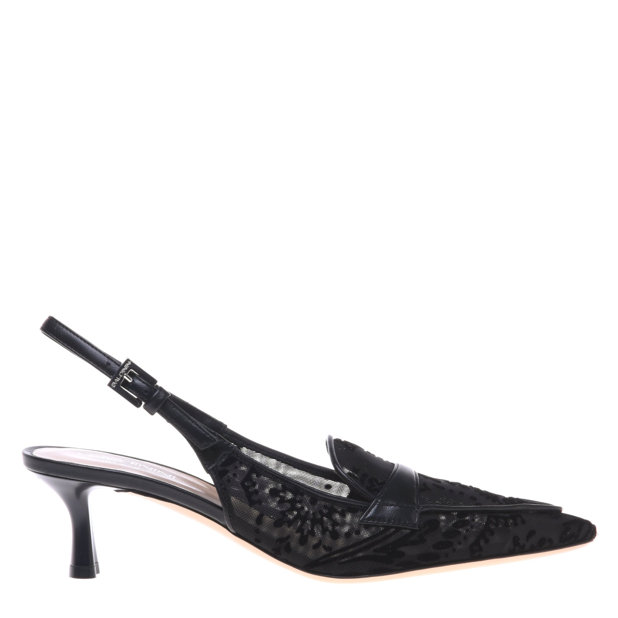 Black petal mesh slingback image