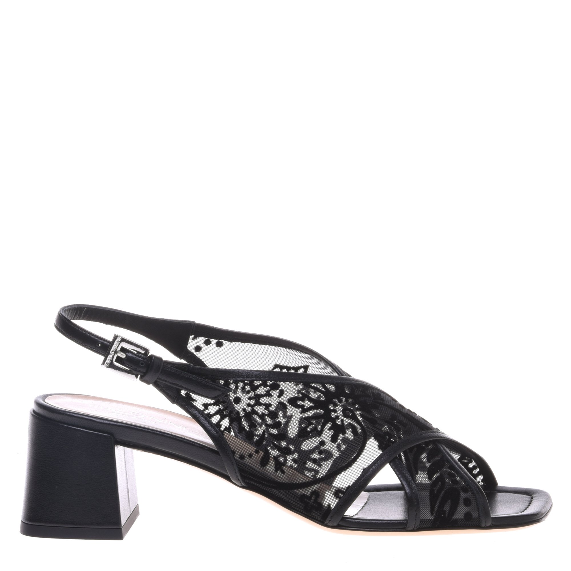 Black petal mesh sandal image