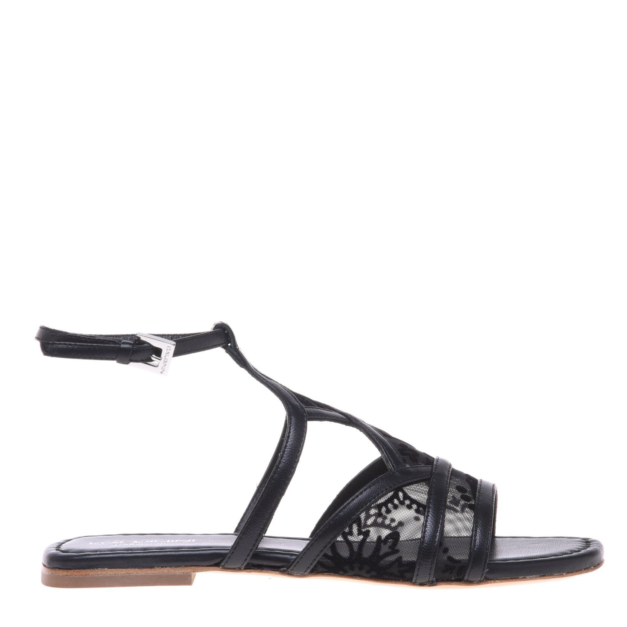 Black petal mesh sandal image