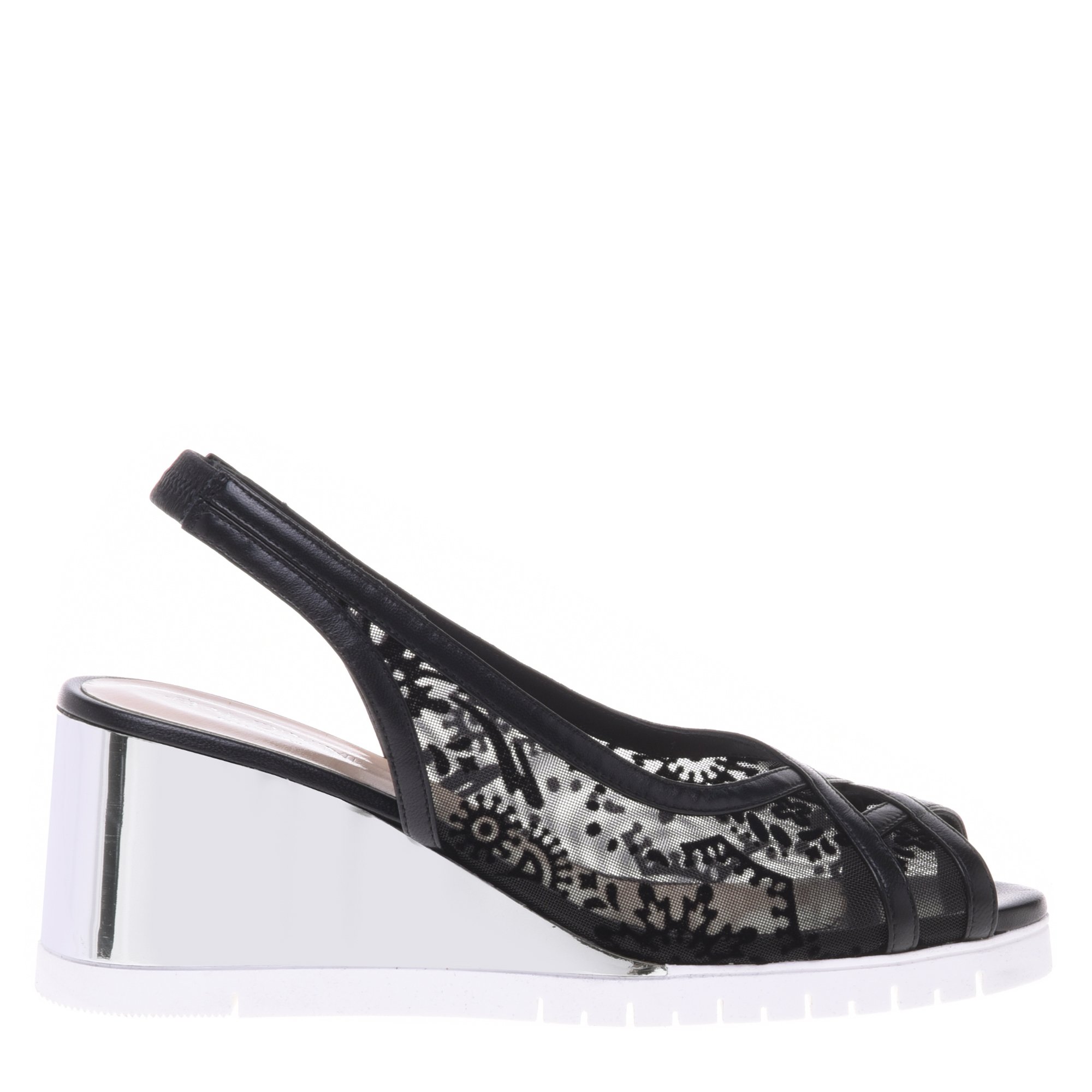 Black petal mesh sandal image