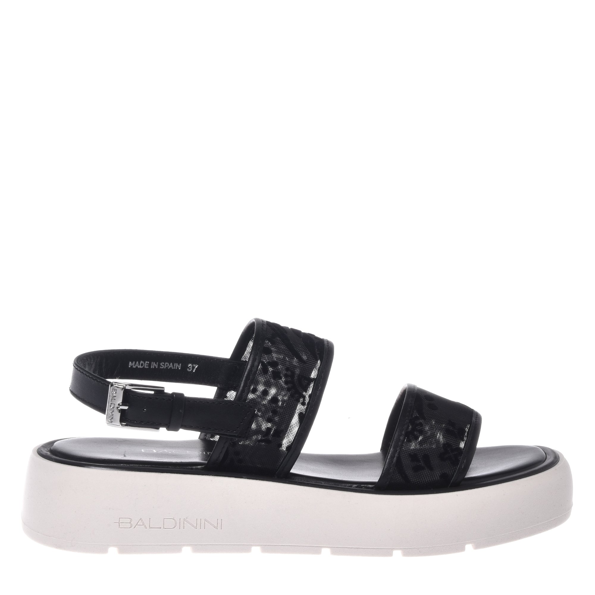 Black petal mesh sandal image