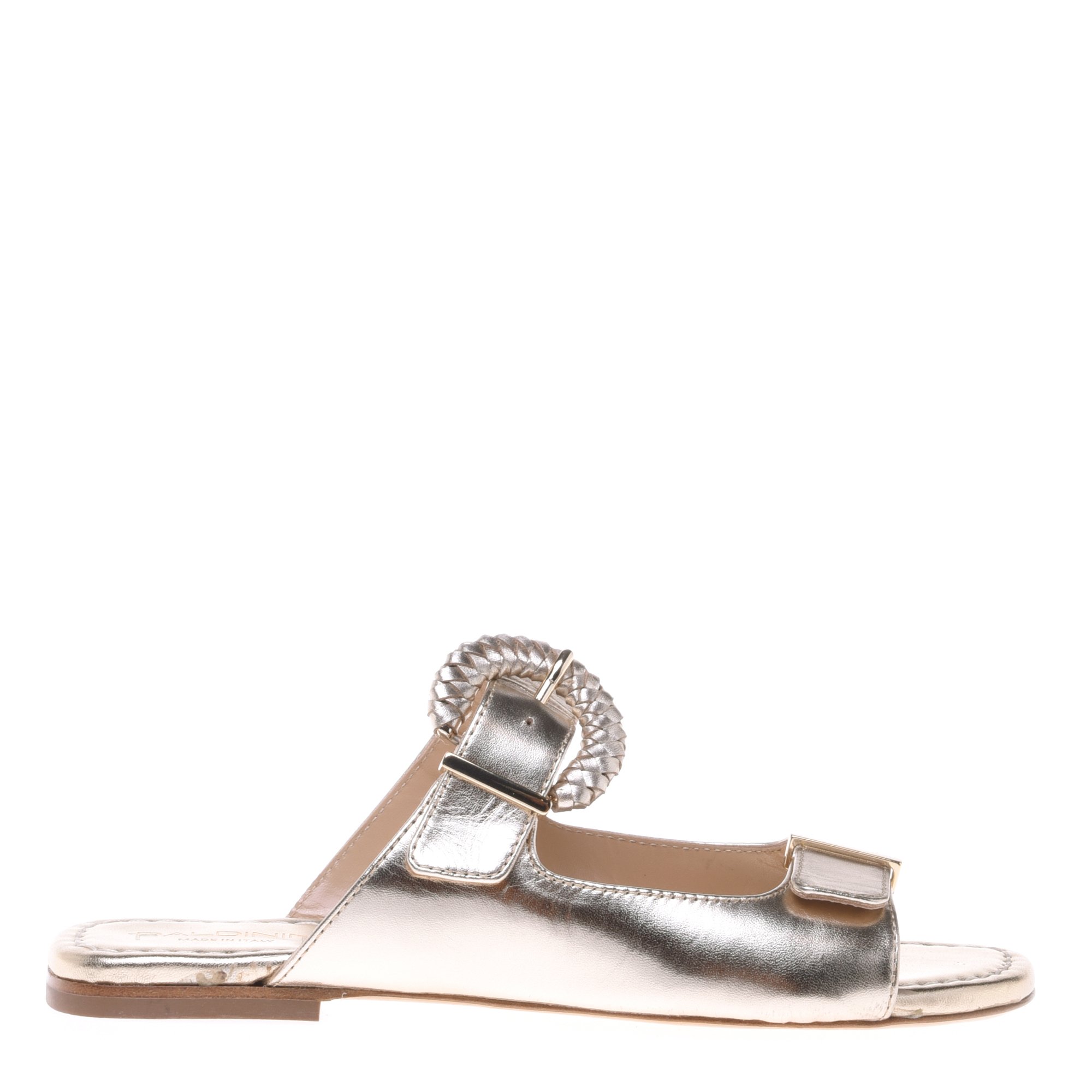 Light gold laminated leather clogs image