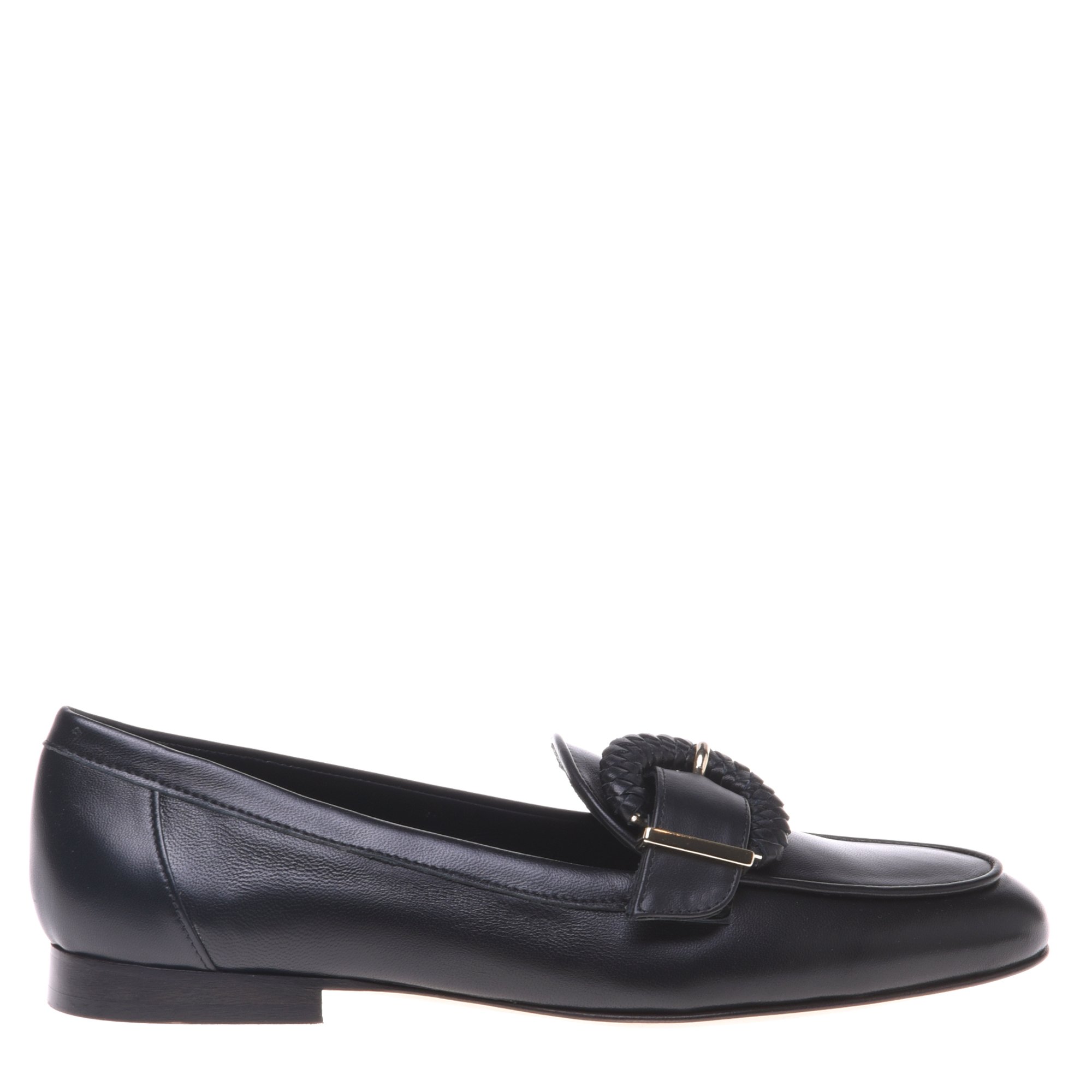 Black nappa leather loafers image