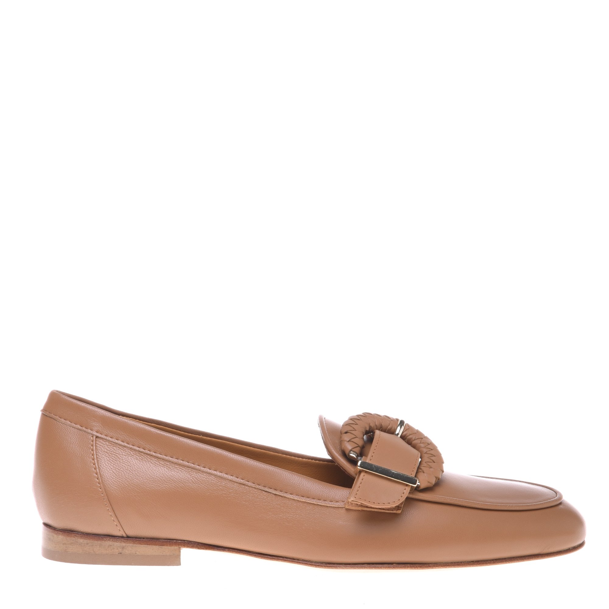 Tan nappa leather loafers image