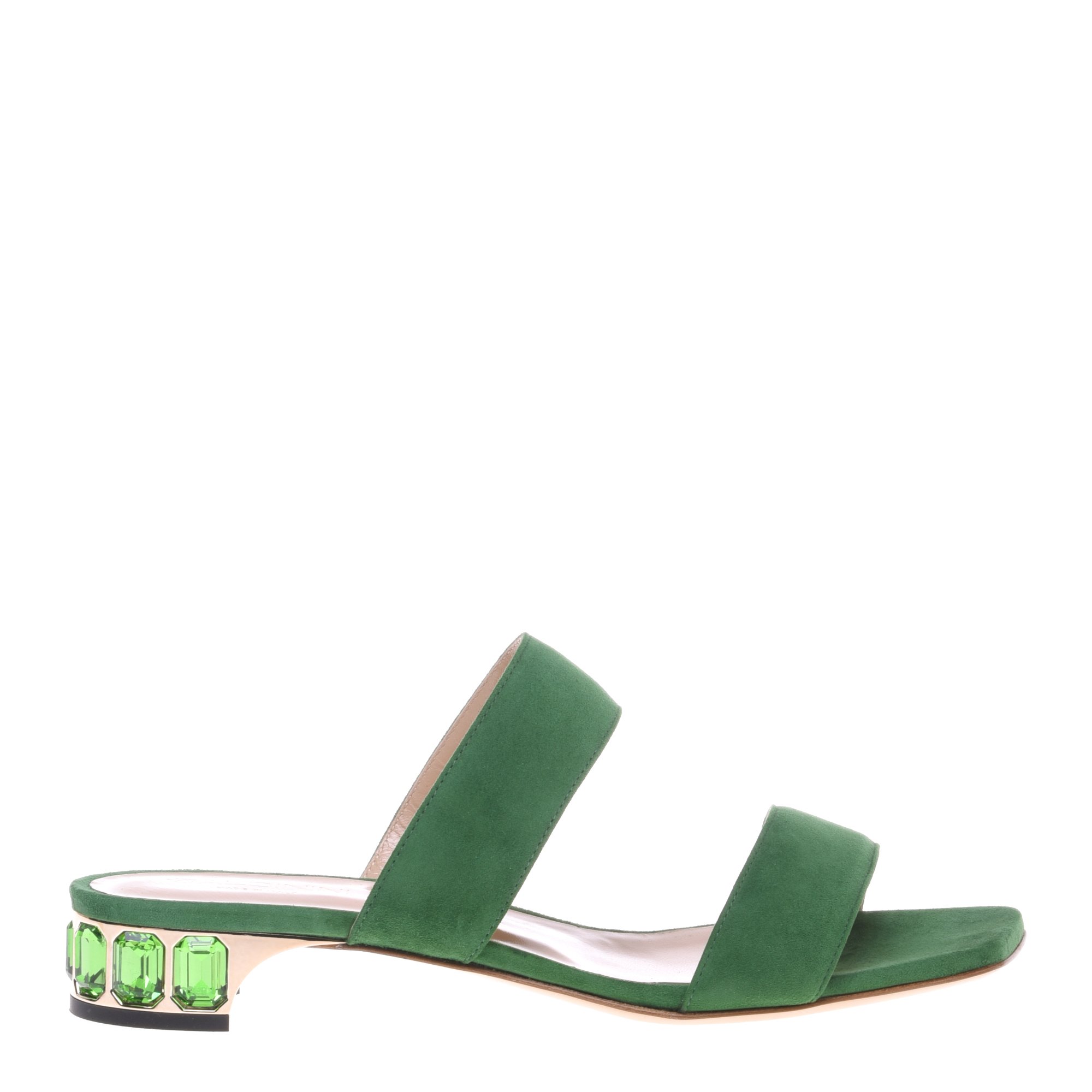 Green suede clogs image