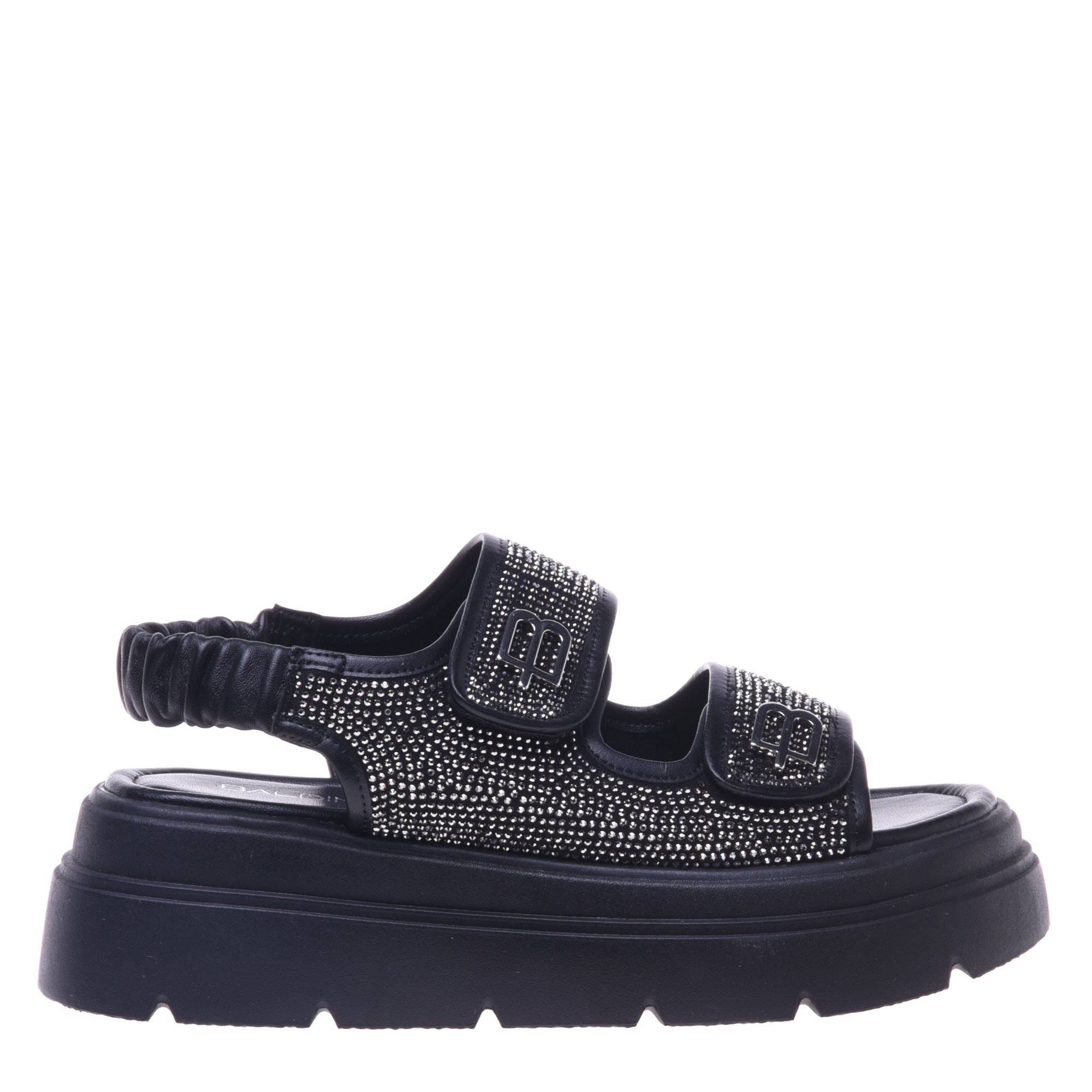 Black rhinestone suede sandal image
