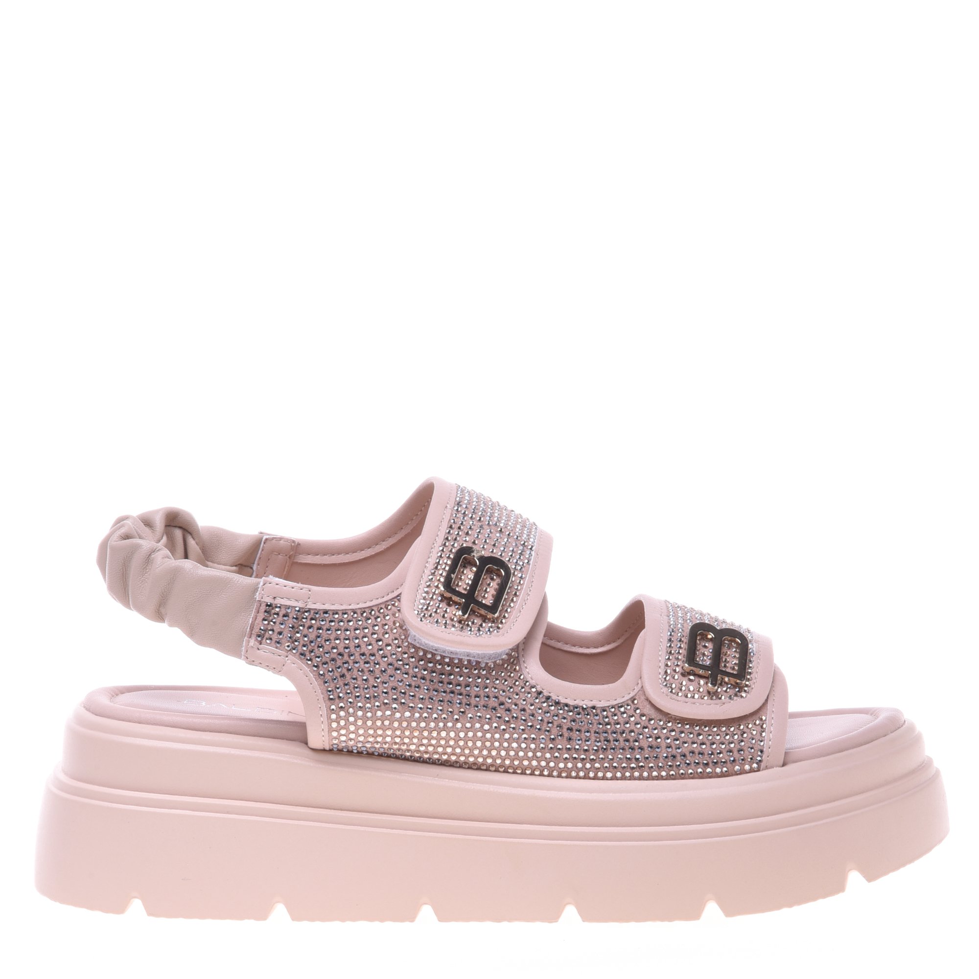 Nude rhinestone suede sandal image
